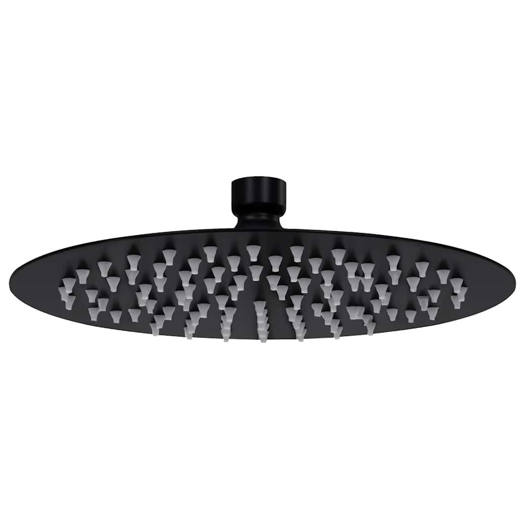 vidaXL Regenduschkopf Regenbrause Edelstahl 20 cm Rund Schwarz, (1-tlg)