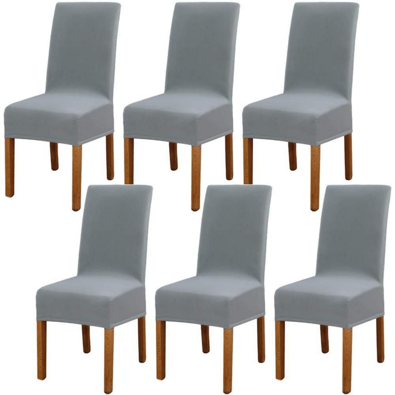 LuxusKollektion Stuhlbezug Stuhlhussen Esszimmer Hochzeit Partys Bankett Silber Grau 6 Stück