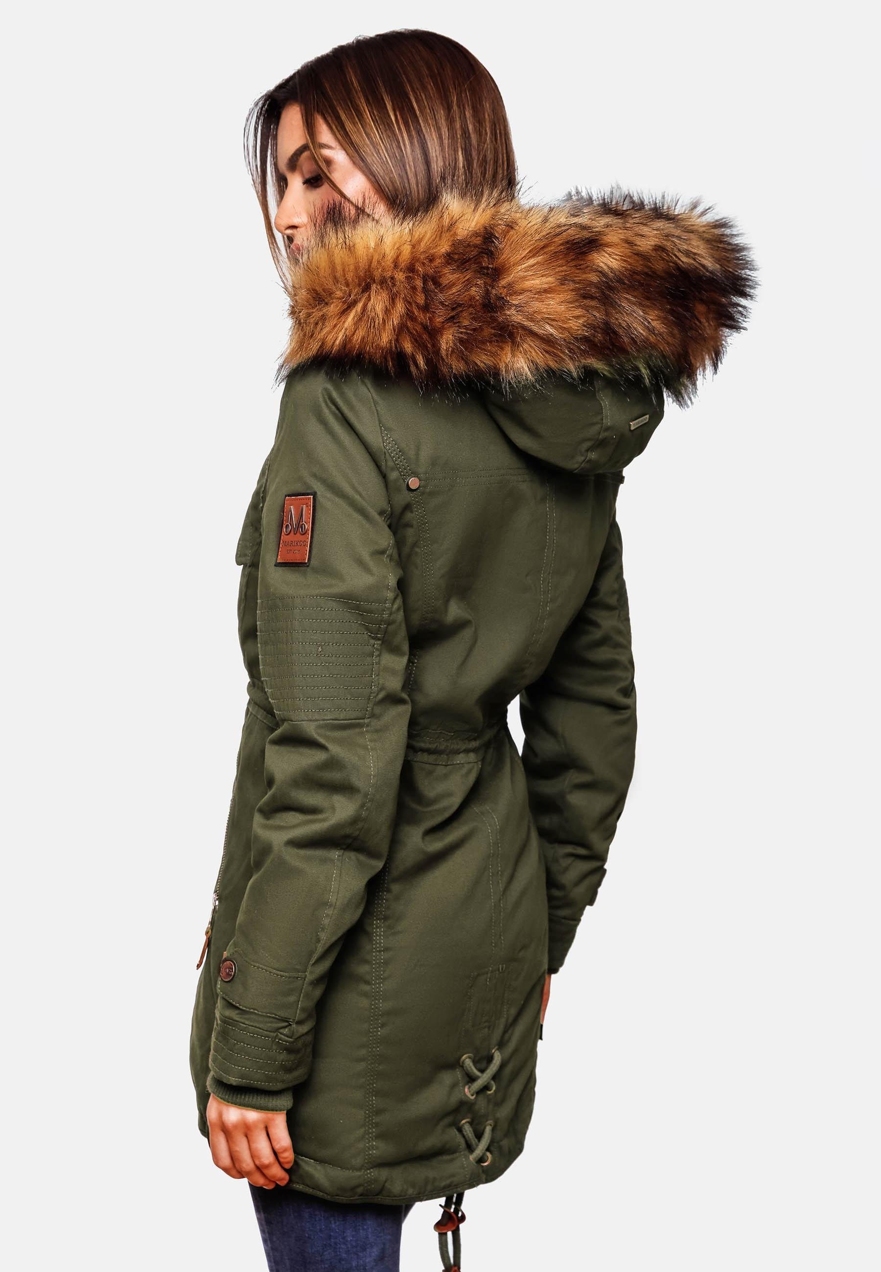 Marikoo Wintermantel La Viva Prc stylischer Winterparka mit abnehmbarem Kunstfell