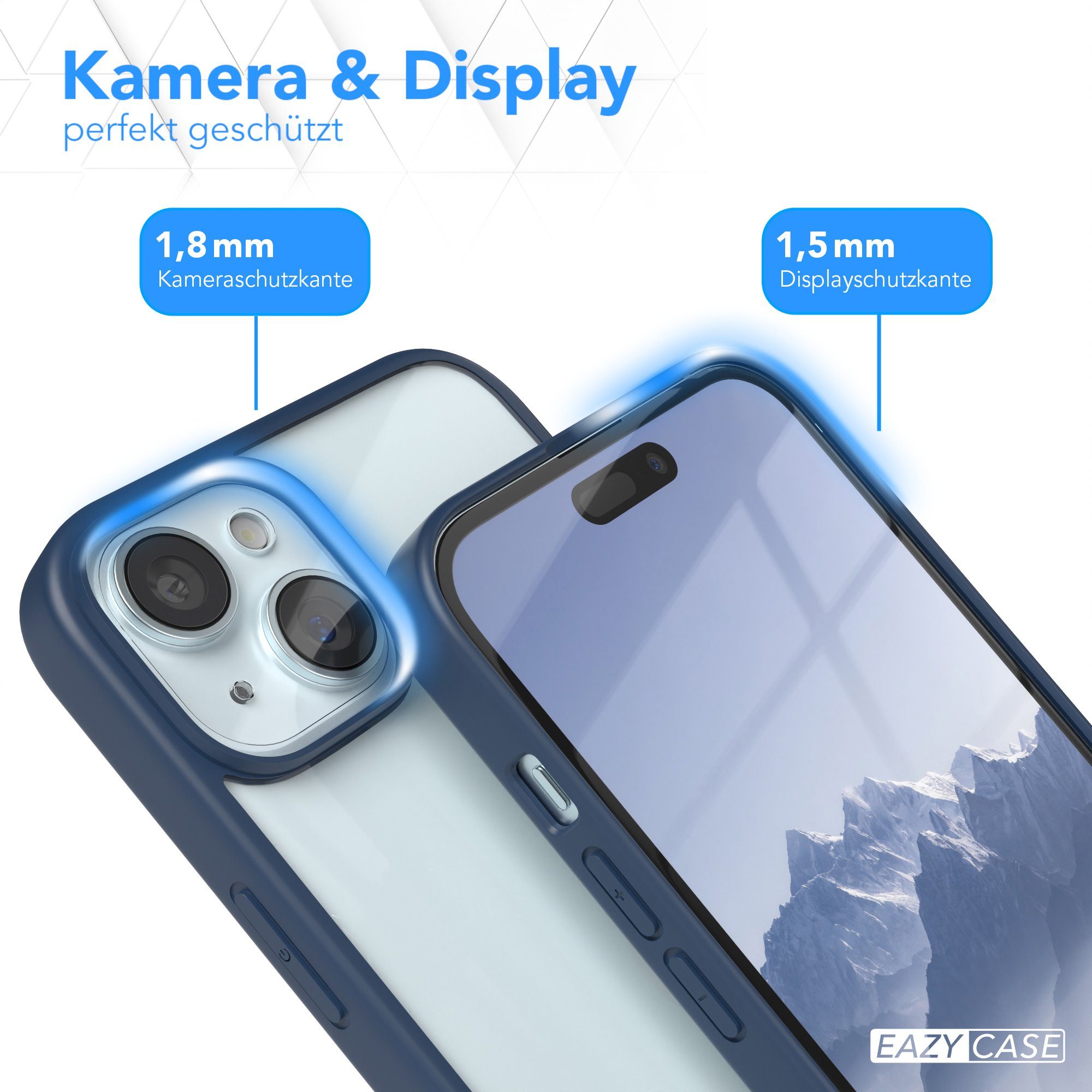 EAZY CASE Handyhülle Bumper Case für Apple iPhone 15 Plus 6,7 Zoll, Handyhülle Dünn mit Kameraschutz Hybrid Handyhülle Rand Nacht Blau – Bild 3 von 5