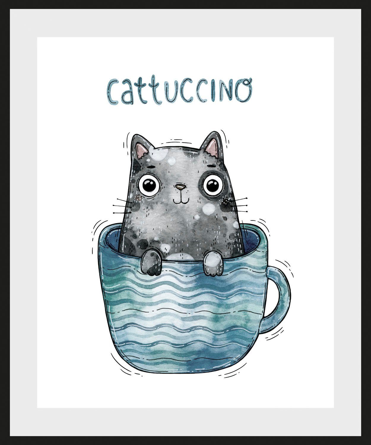 Cattucino, Bild blau/grau Katze queence St) (1
