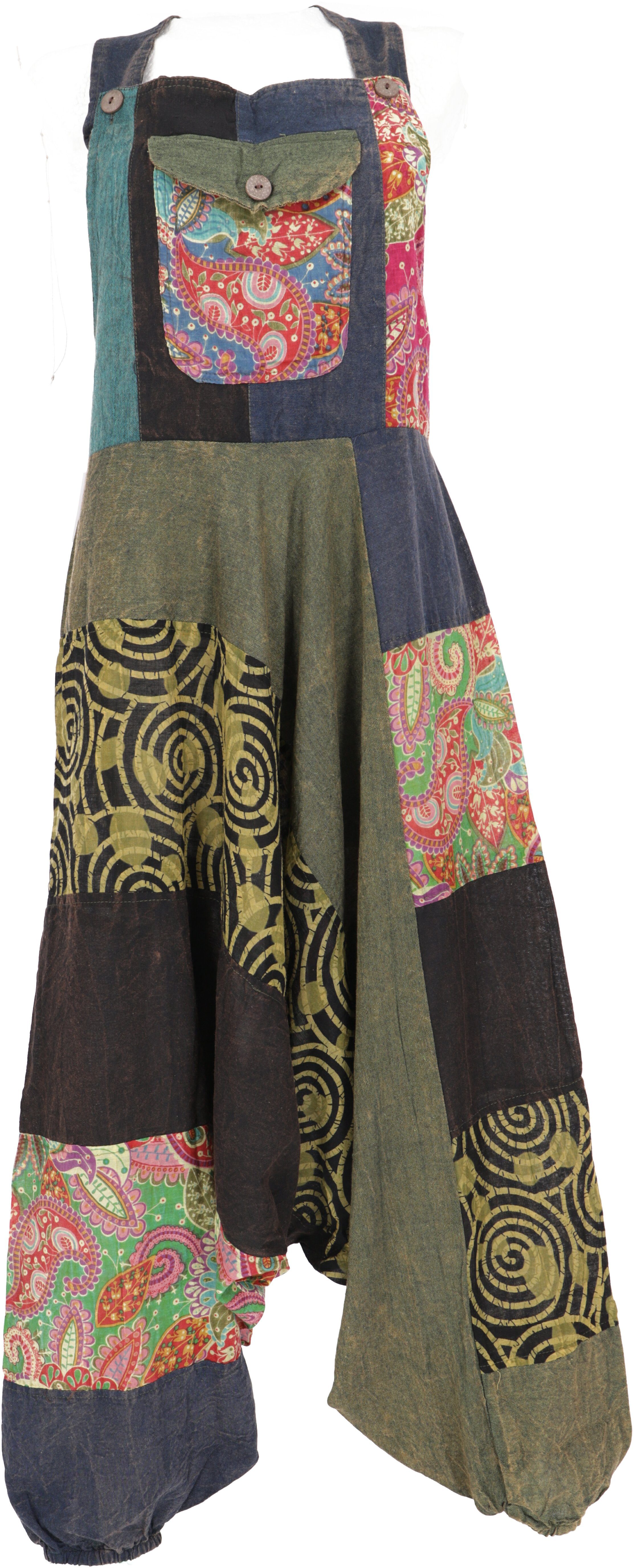 Guru-Shop Relaxhose Unikat Patchwork Boho Latzhose, günstig online kaufen
