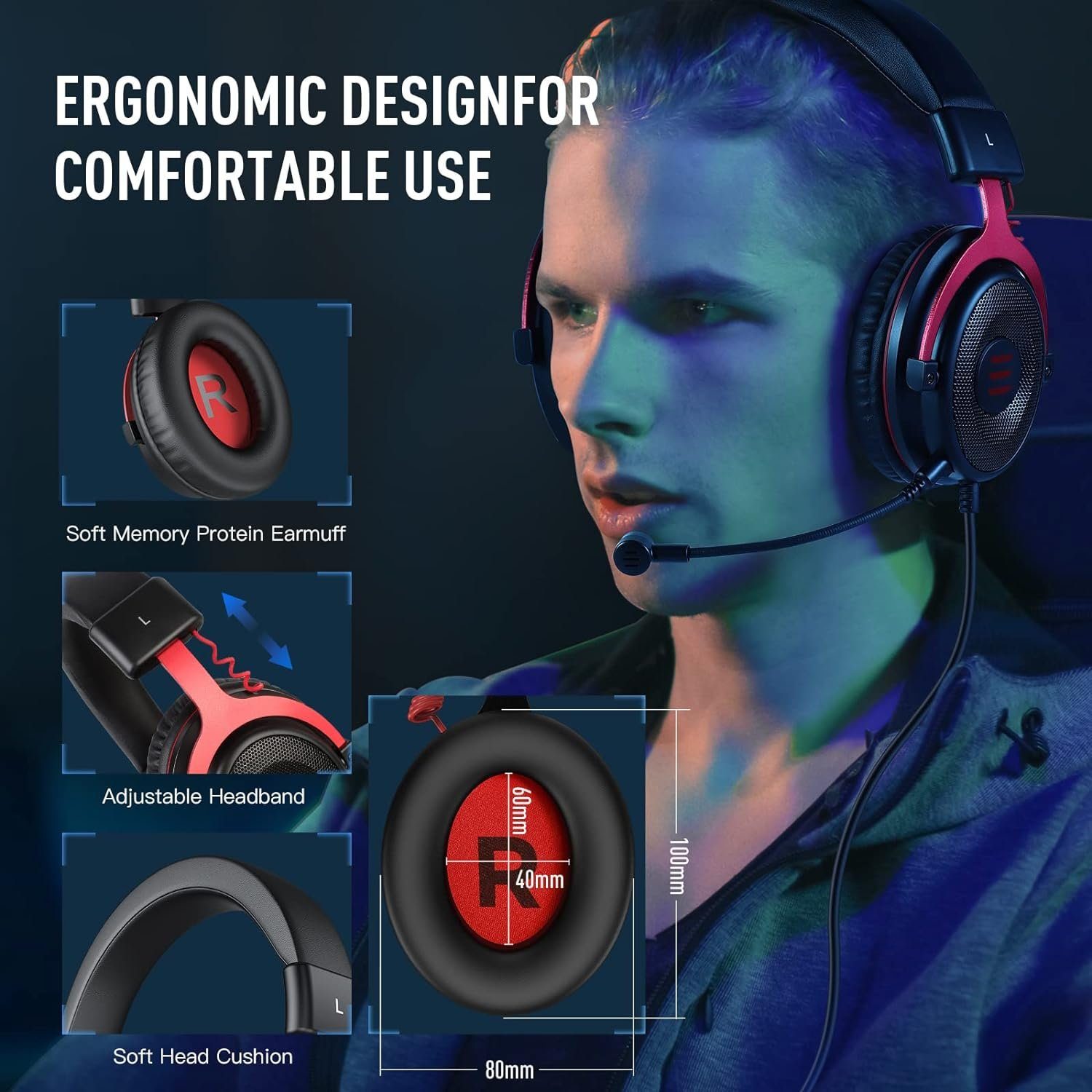 mikrofon Rauschunterdrückung USB-Headset, EKSA mikrofon Gaming Headset kabel) Gaming-Headset Mikrofon, rauschunterdrückung (Gaming kopfhörer headset