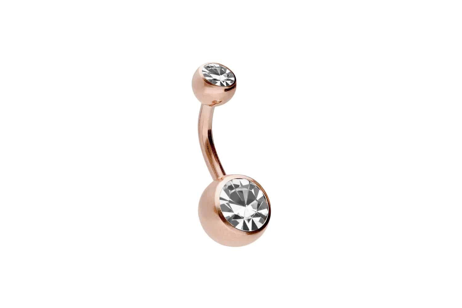 PIERCINGLINE Bauchnabelpiercing Chirurgenstahl Bananabell ZWEI KRISTALLE (Bananabells, 1-tlg)