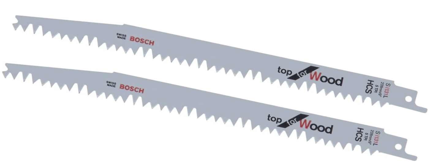 BOSCH Bohrfutter Bosch 2 x Säbelsägeblatt S 1131 L Top for Wood zum Sägen in Holz