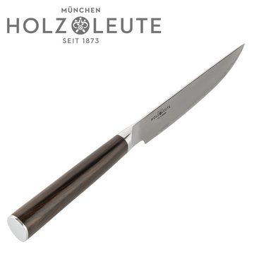 Holz-Leute Steakmesser 4 Steak Messer Damast Ebenholz Flachschliff, 13 cm Klinge, Hochglanz poliert, rostfrei