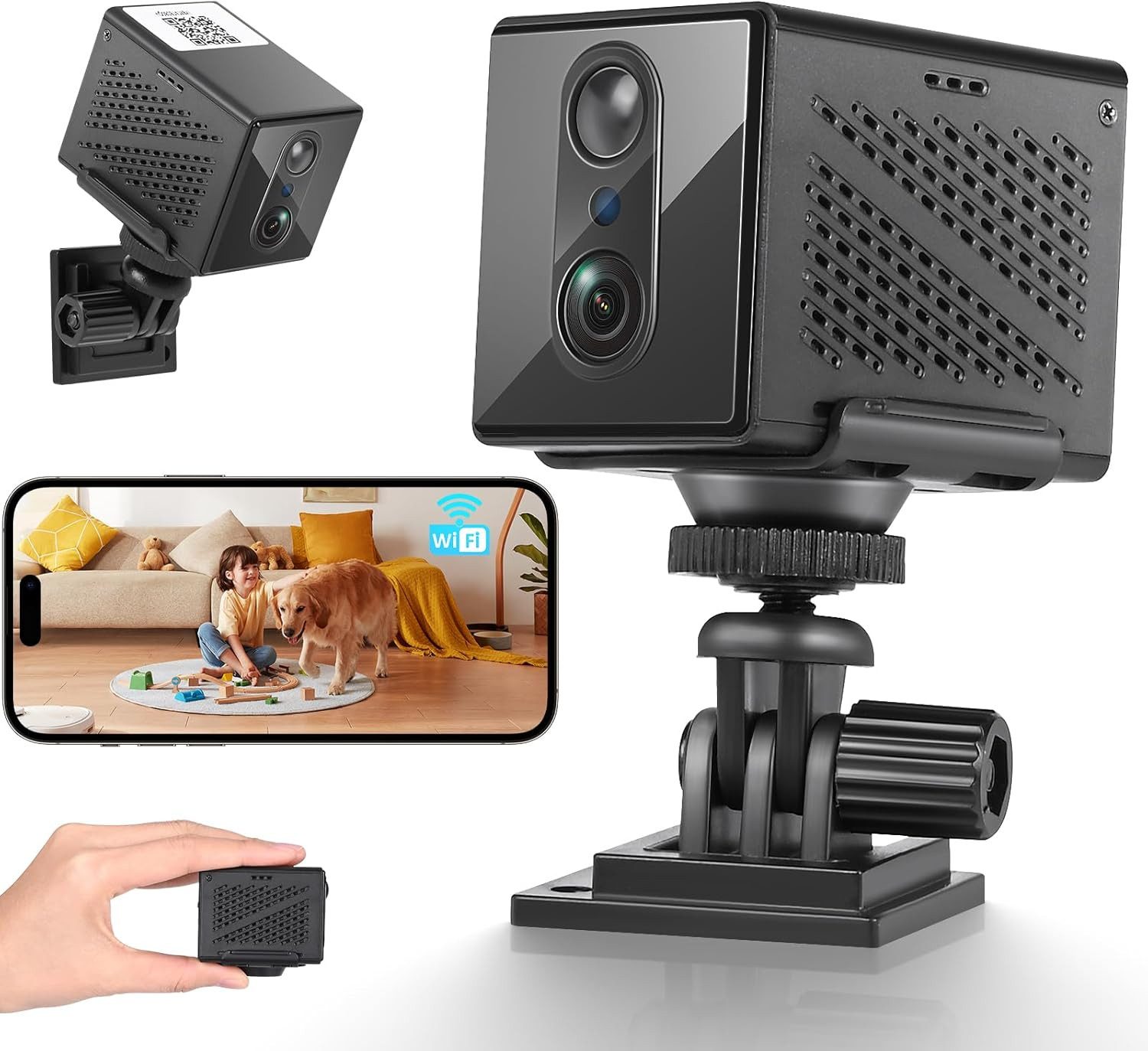 SpionProfi Überwachungskamera Wifi Mini Kamera Wlan Überwachungskamera Nachtsicht Bewegungsmelder (1-tlg., Full-HD Mini-Kamera mit Nachtsicht, Bewegungserkennung & App)