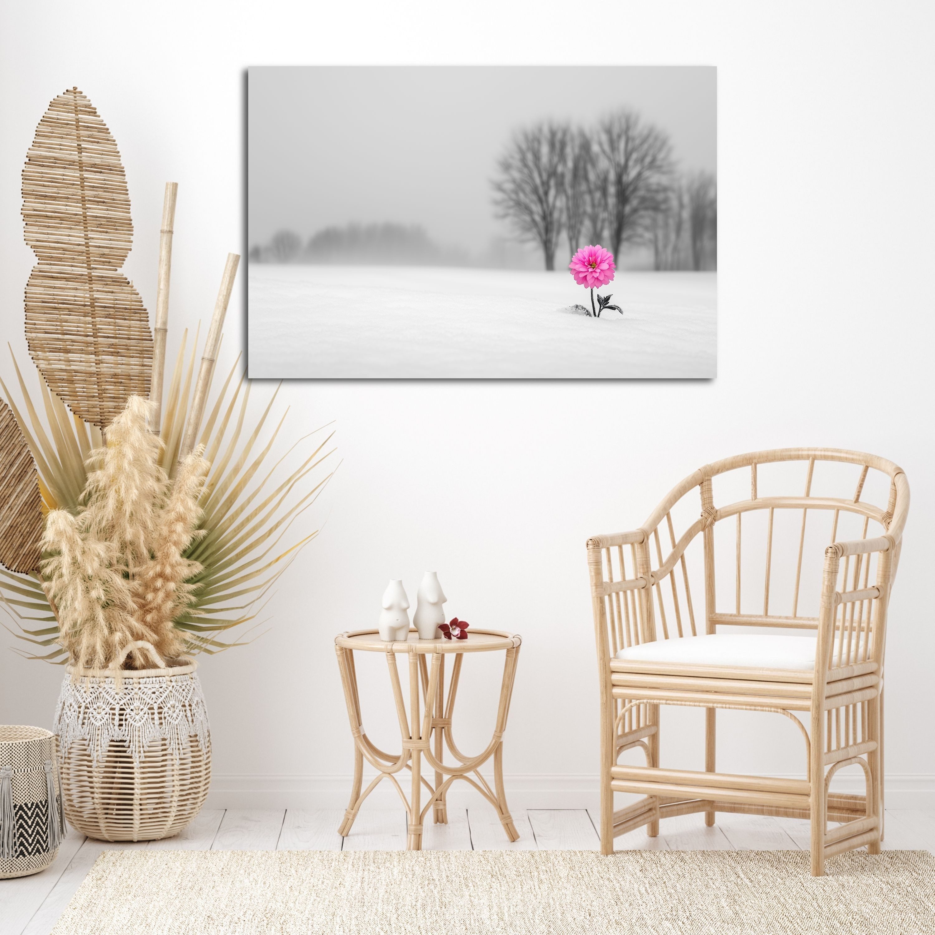 DARO Design Leinwandbild Modern Abstrakt Wandbilder XXL Wandbild Wand Deko Leinwand Bilder, (rosa Blume - Bild groß Wohnzimmer Schlafzimmer Küche Esszimmer Einteilig Querformat Fotodruck Leinwände Wanddeko Abstrakte Kunst Boho), 30x20cm