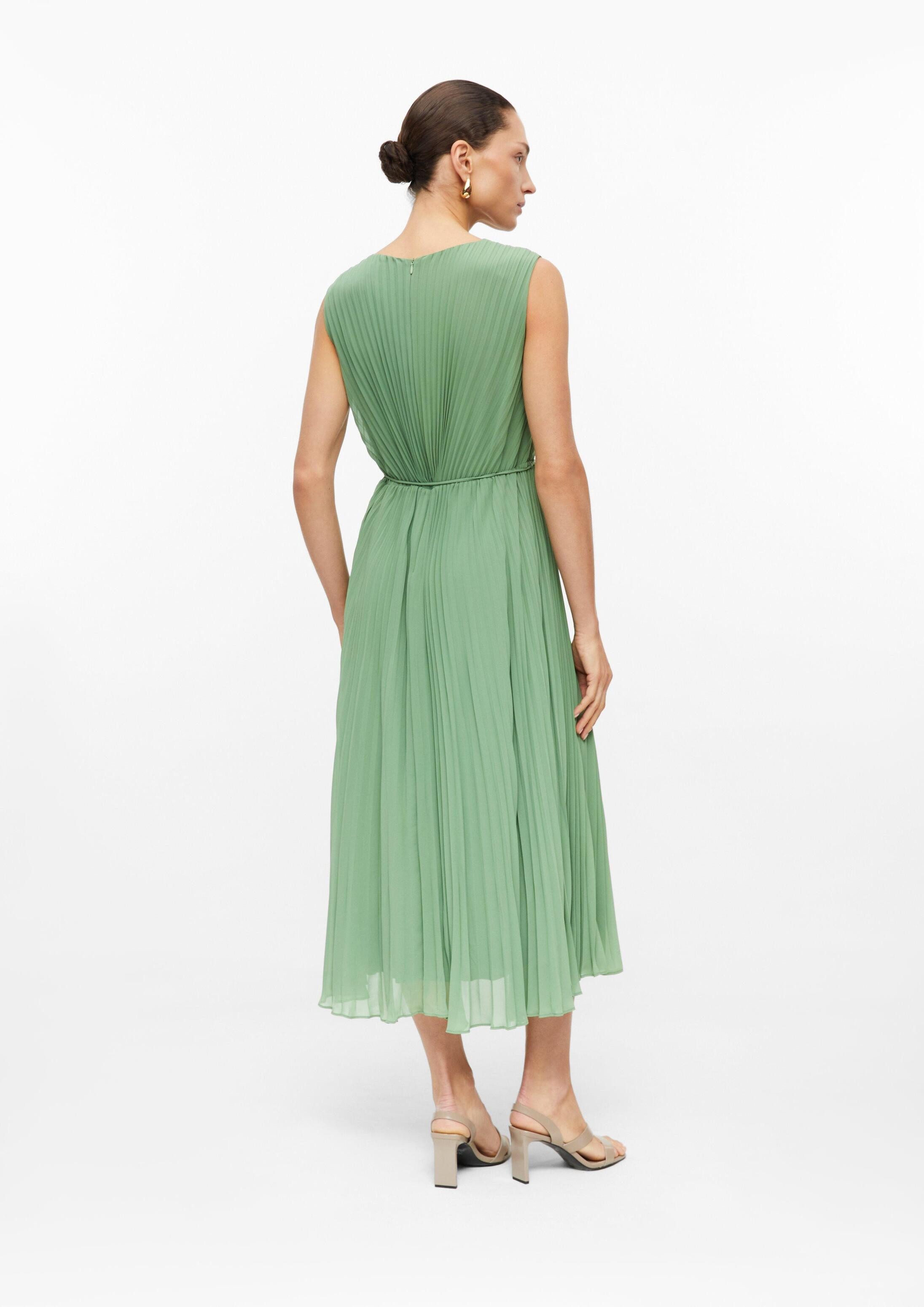 s.Oliver Midikleid Kleid Plissiertes Midi-Kleid mit Bindegürtel und Viskosefutter