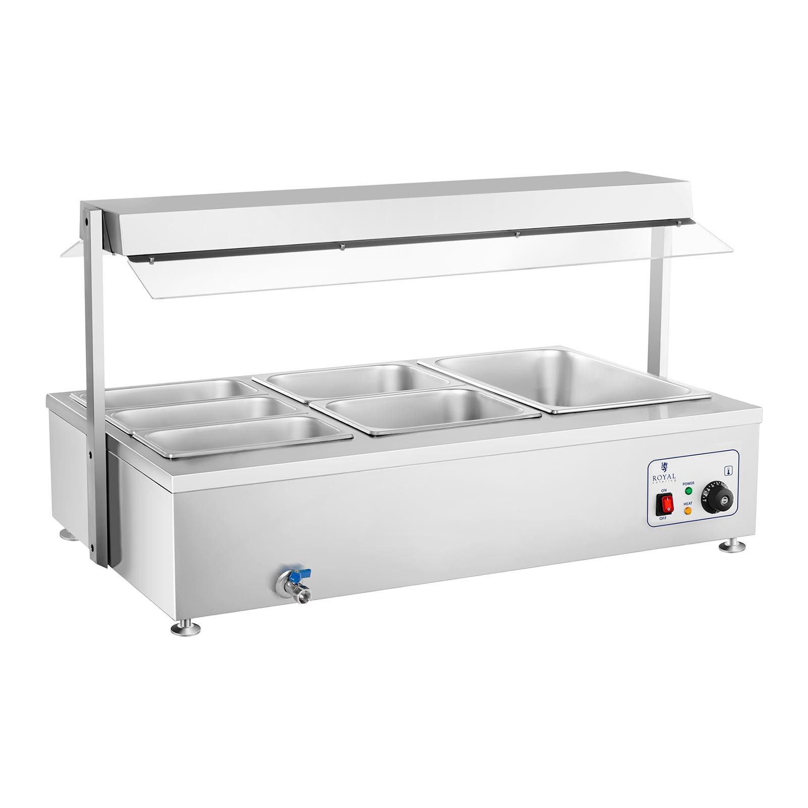 Royal Catering Speisenwärmer Bain Marie Wärmetheke 2900 W 6GN + Fleischaufsatz