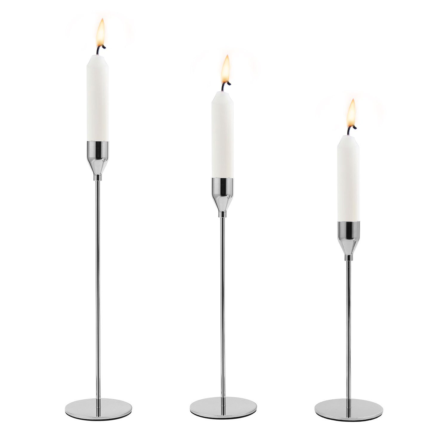 Lospitch Kerzenständer Kerzenständer 3er Set Kerzenhalter Metall Kerzenhalter Vintage Deko (3 St) Silber