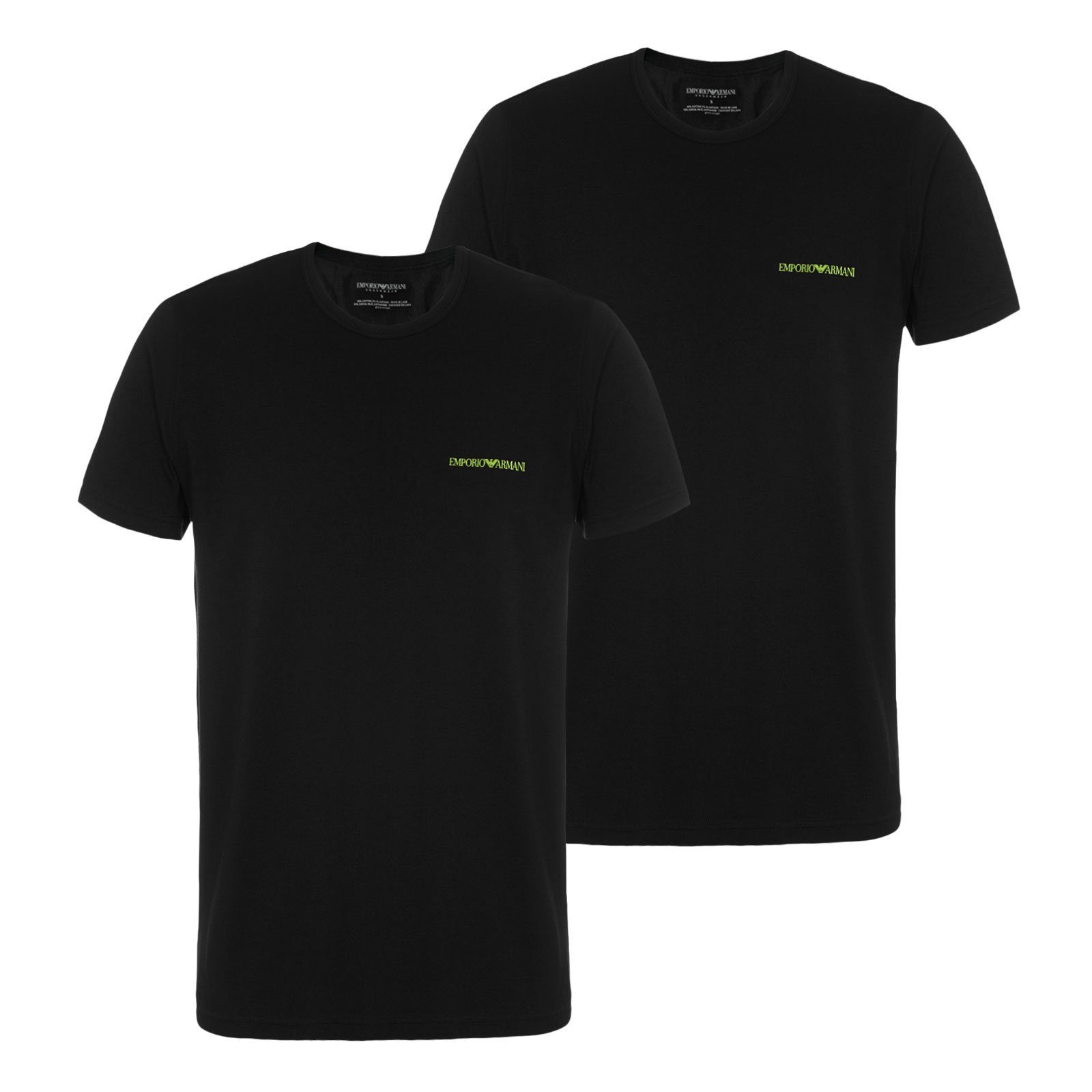 Emporio Armani T-Shirt Crew Neck T-Shirt Stretch Cotton mit Logo auf der Brust 07320 black / black