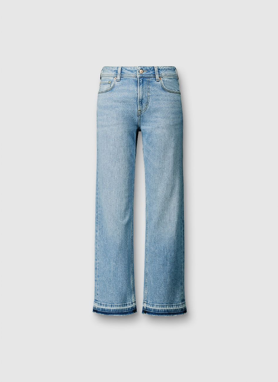 Pepe Jeans 5-Pocket-Jeans STRAIGHT JEANS MW ARROW mit leicht ausgefranstem Beinabschluss, Mid Waist