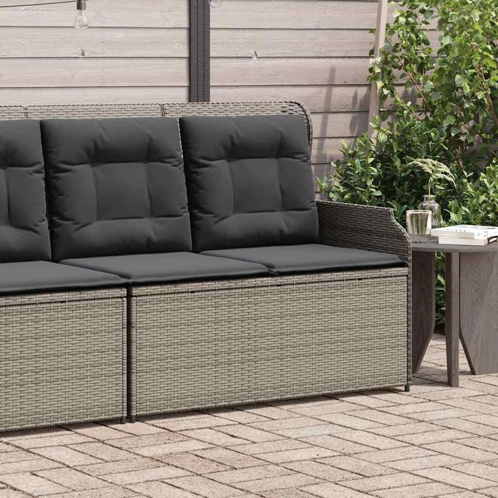 vidaXL Loungesofa Gartenbank Verstellbar mit Kissen Grau Poly Rattan, 1 Teile