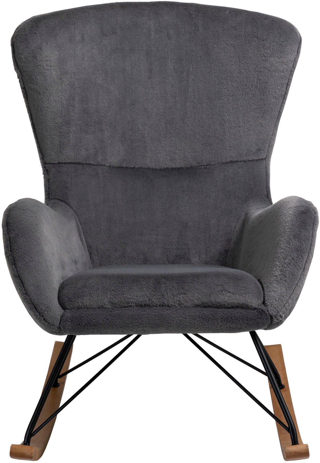SalesFever Schaukelstuhl Komfortabl und im Vintage-Stil, in Lammfelloptik