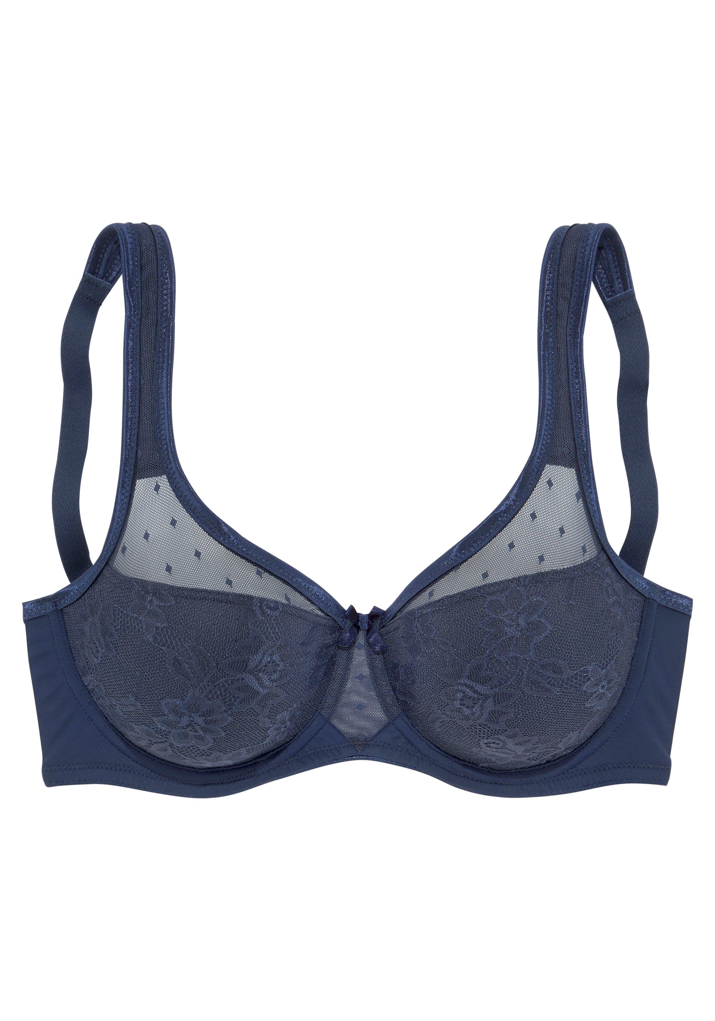 Nuance Minimizer-BH mit Jacquardspitze, unterlegter Dessous navy