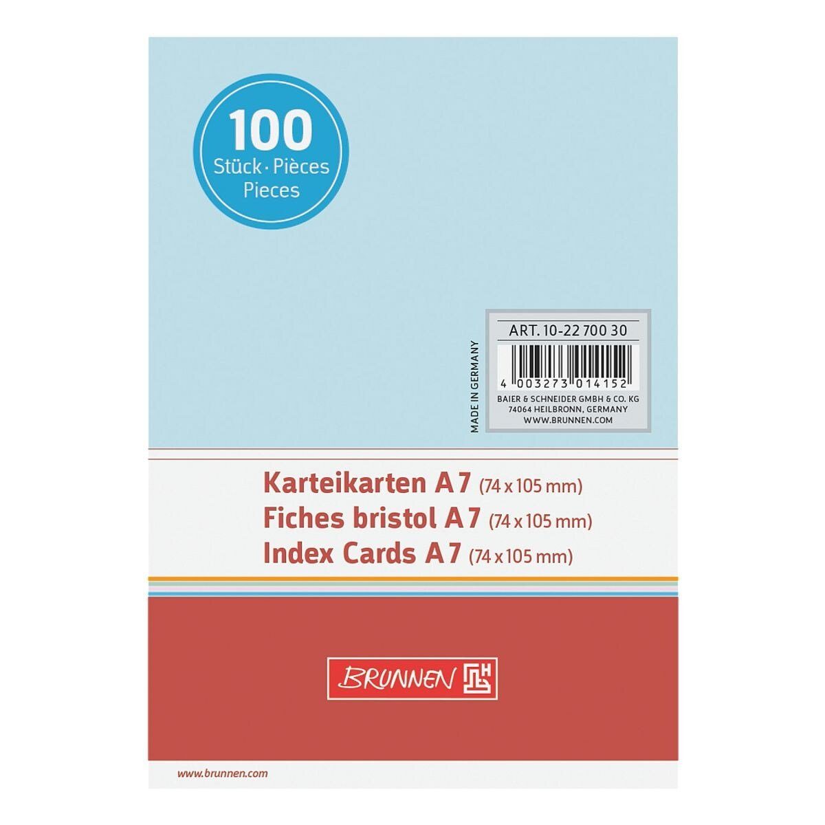 BRUNNEN Karteikarten, A7 quer, blanko