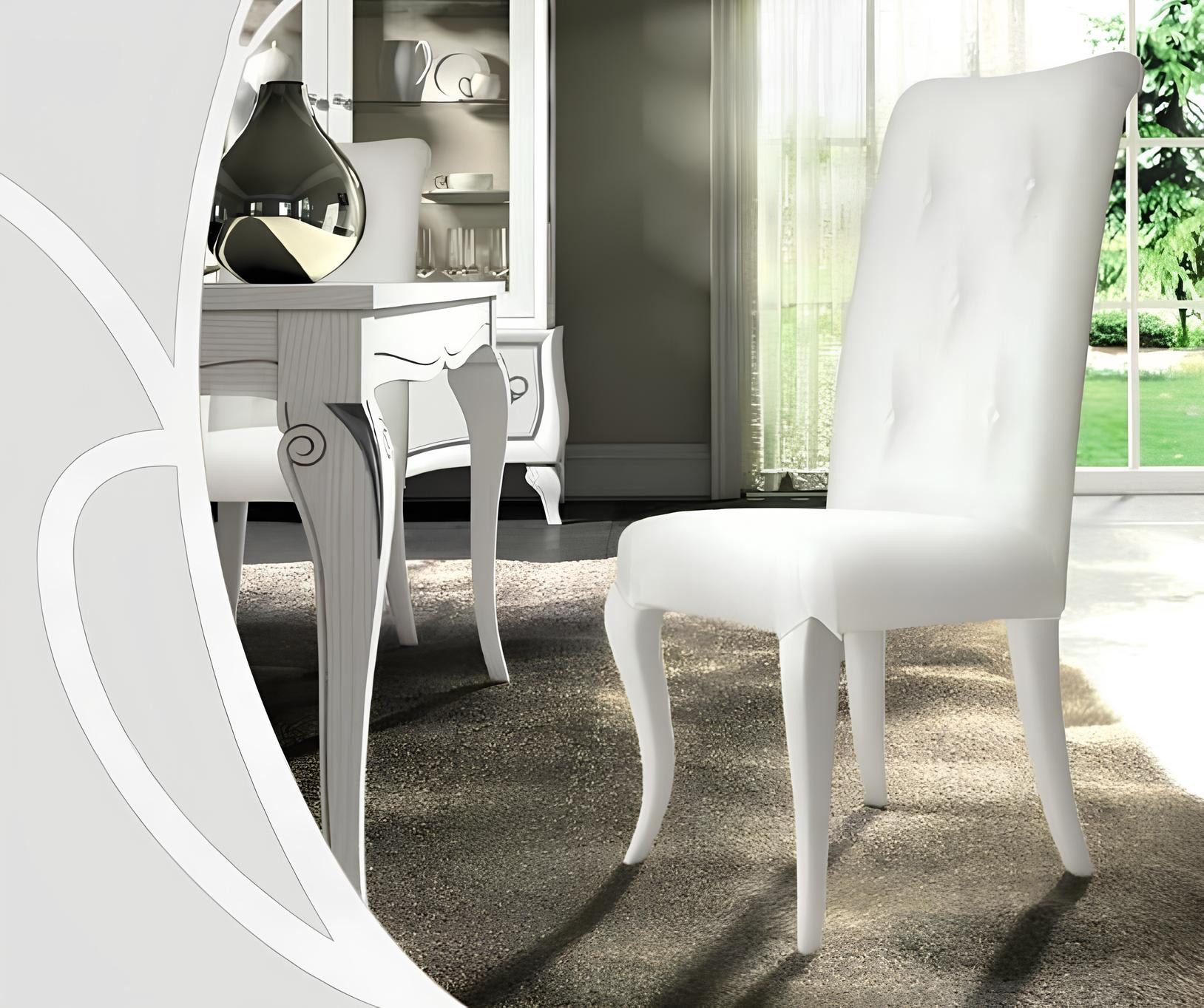 JVmoebel Esszimmerstuhl Eleganter Esszimmerstuhl aus hochwertigem Holz in Weiß, Made in Europa