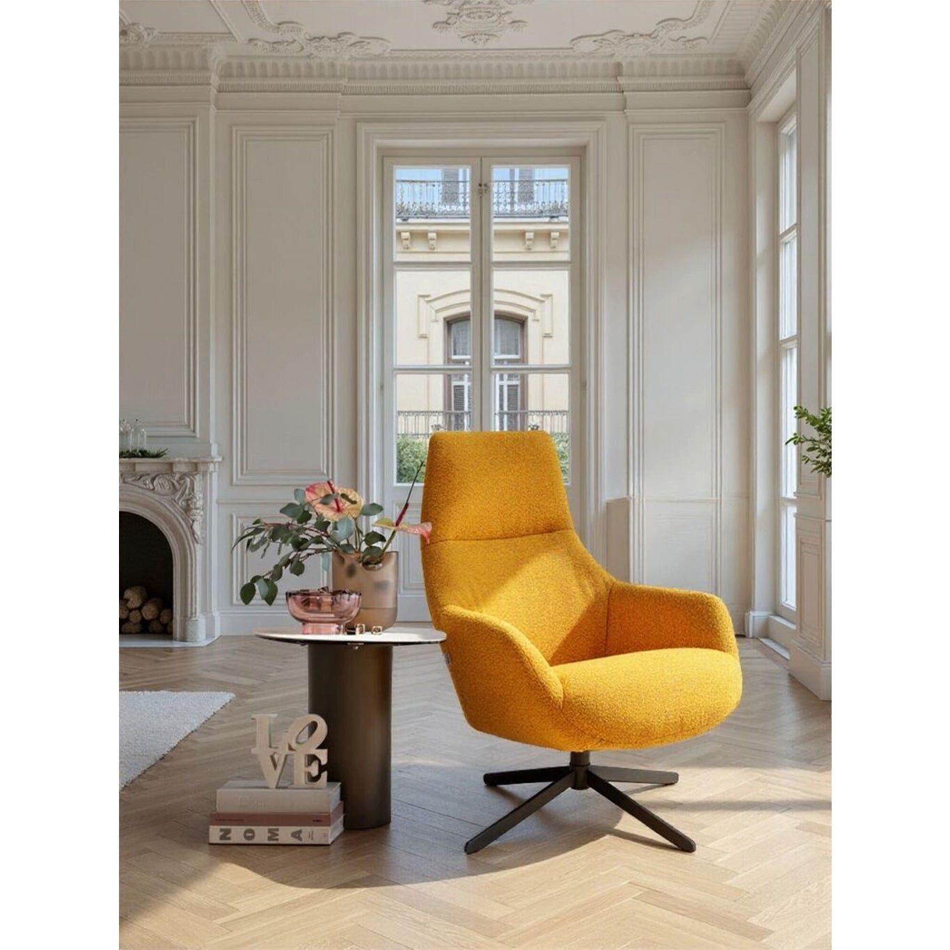 Kare Design Drehsessel Mimi, Bouclé-Bezug, 360 ° drehbar