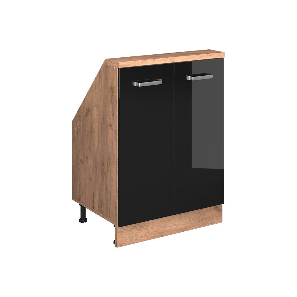 Vicco Unterschrank R-Line, Schwarz Hochglanz/Goldkraft Eiche, günstig online kaufen