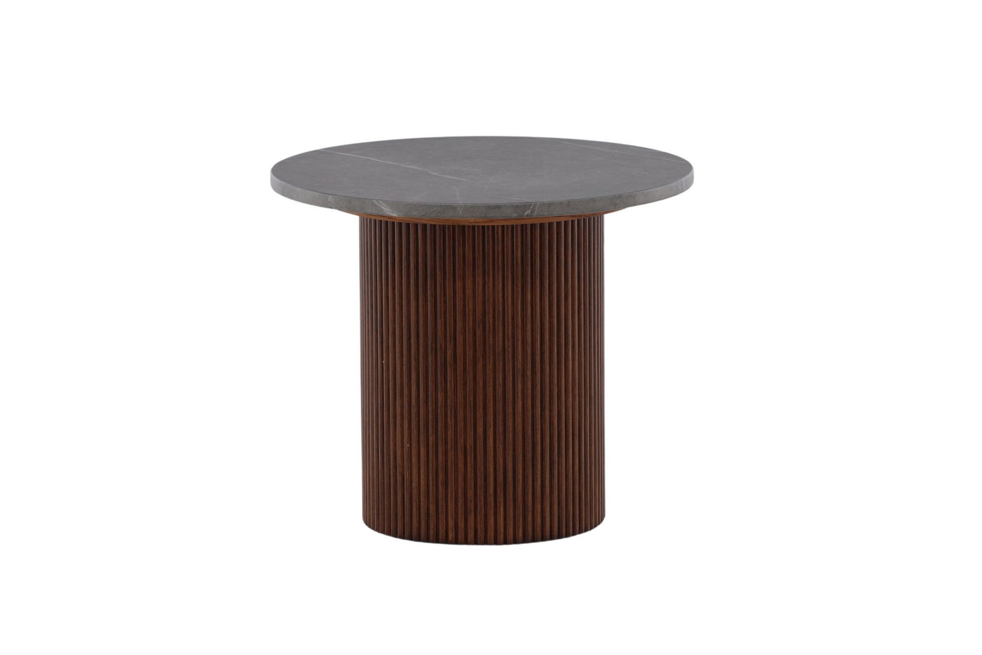 Venture Home Beistelltisch Härön, runder Beistelltisch in Marmoroptik mit Walnuss-Beinen, Ø 52 cm, Ablagetisch, Eschenholz, rund, kompakt, anspruchsvoll, edel