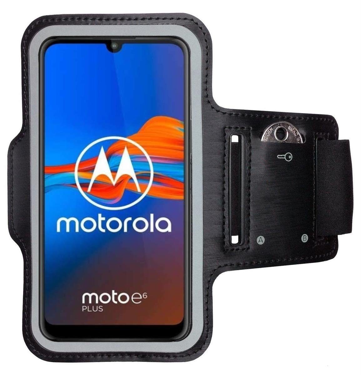 CoverKingz Handyhülle Sportarmband für Motorola Schlüsselfach E6 Plus Etui Sport Fitness Handy Moto Hülle Schutzhülle Armband, Schutztasche Jogging Handyhülle