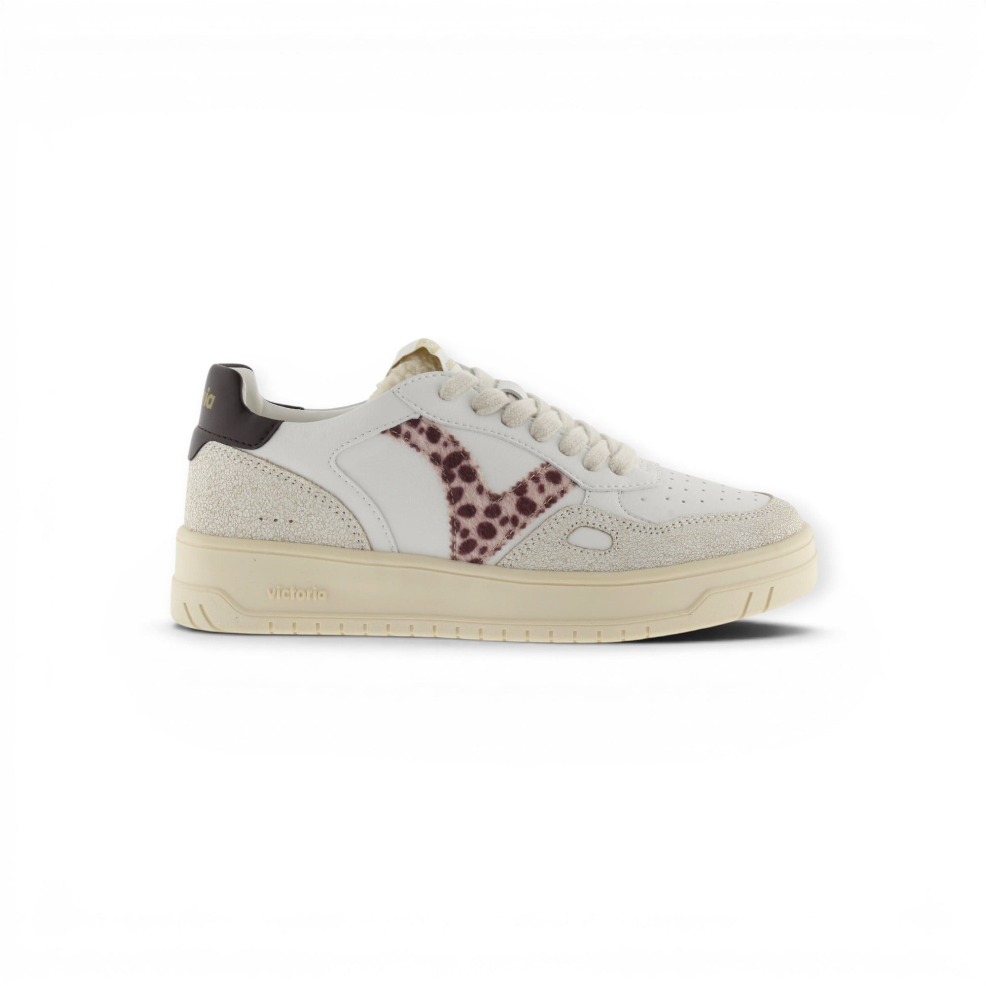 Victoria Seul Animal (Ledereffekt/Velourleder) - weiss/beige Damen Sneaker
