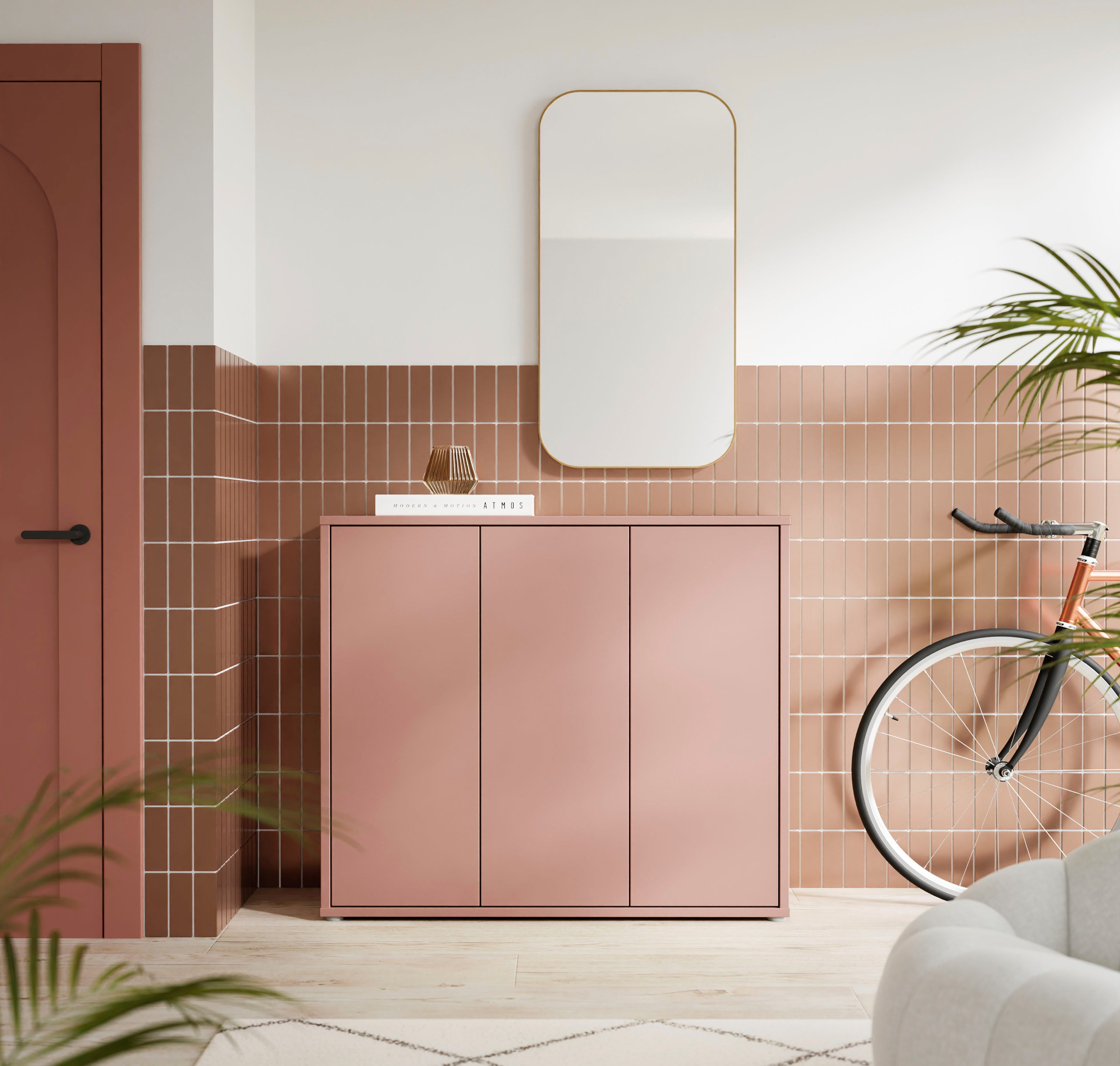 FORTE Schuhschrank Alice Springs, Schuhschrank, Platz für 20 Paar Schuhe, 3 Türen (B/H/T 109,2/99,1/34,9 cm) Stauraumschrank, Mehrzweckschrank, grifflose Front, Push to open