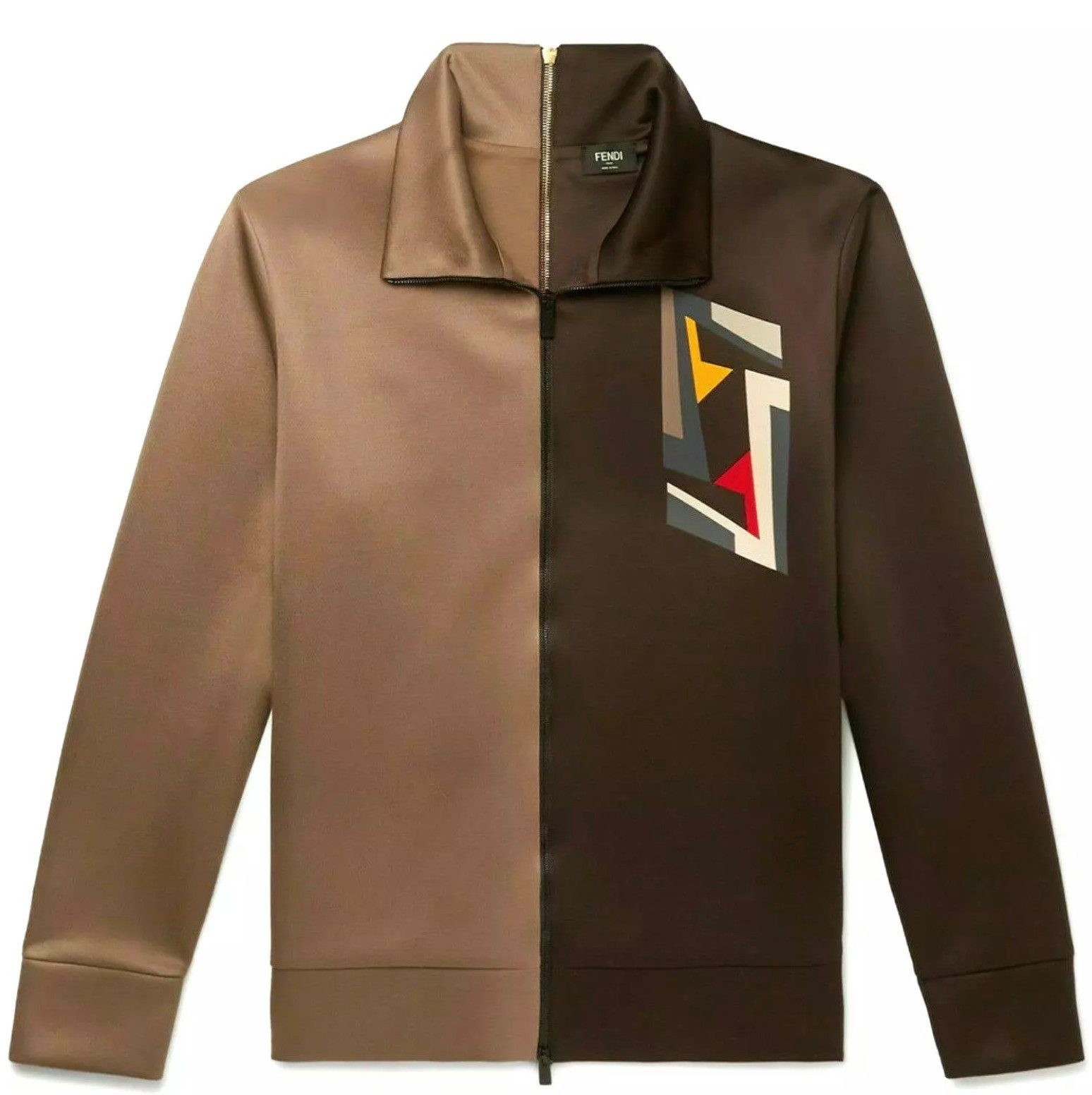 FENDI Bomberjacke Two-Tone Tech-Jersey Track Jacke Zwei-Wege-Reißverschluss,Zwei Farbtöne in Ton-in-Ton