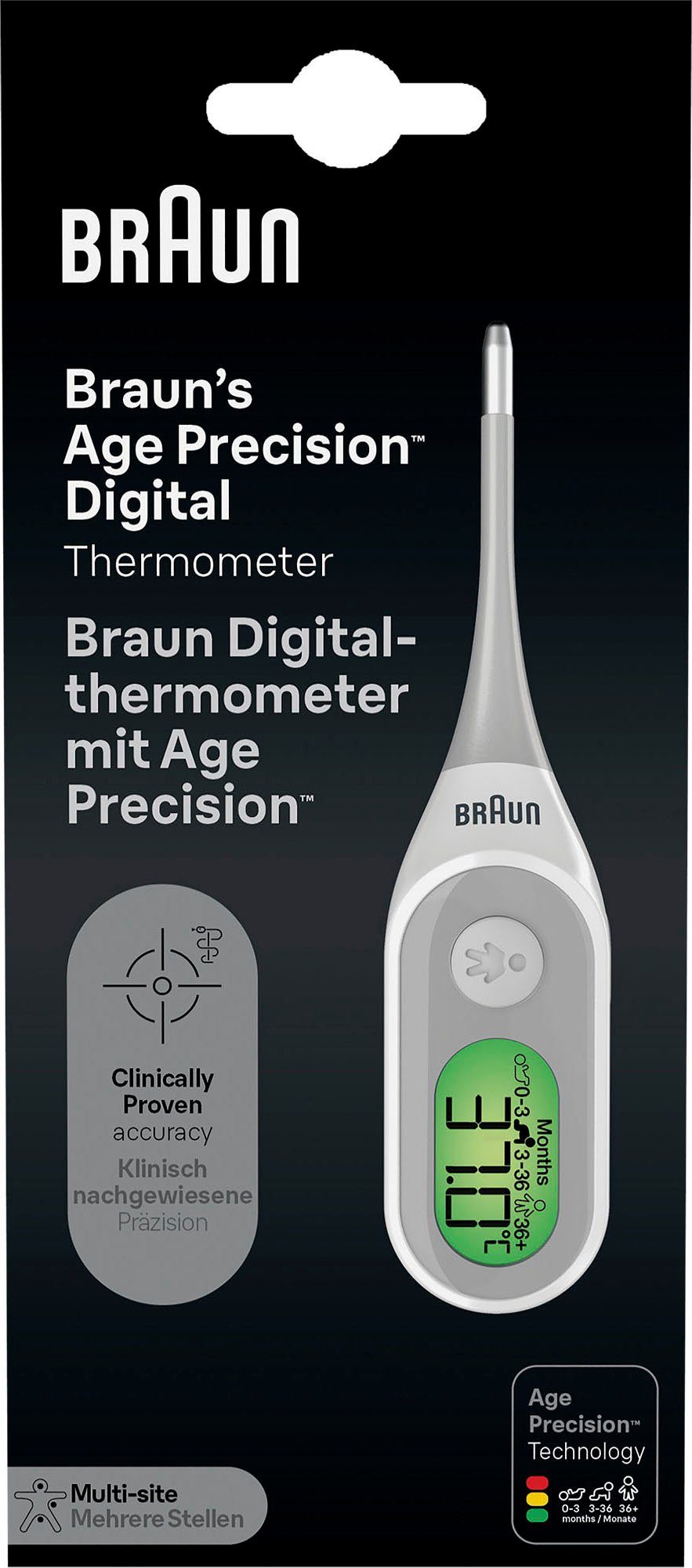 Braun Fieberthermometer mit Digitalthermometer PRT2000 Age Precision®