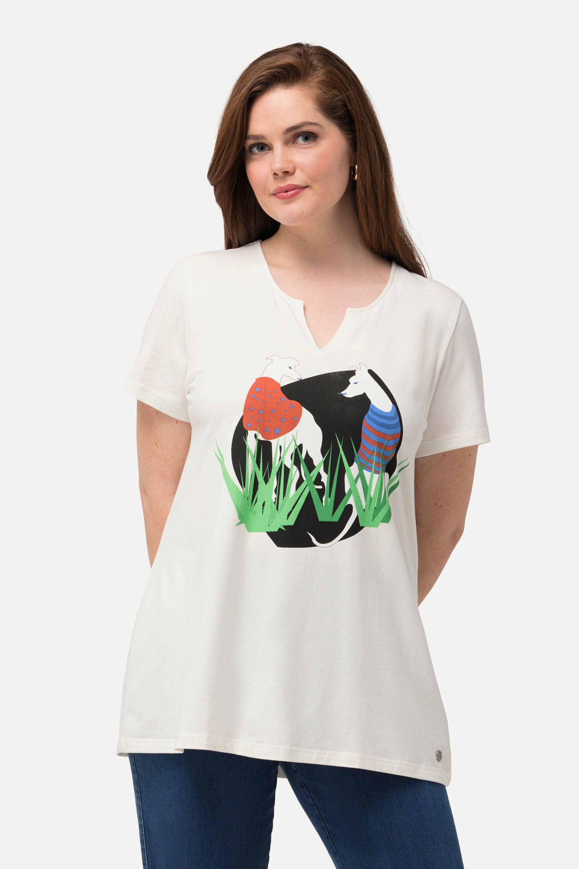 Ulla Popken T-Shirt T-Shirt Wildhund A-Linie günstig online kaufen
