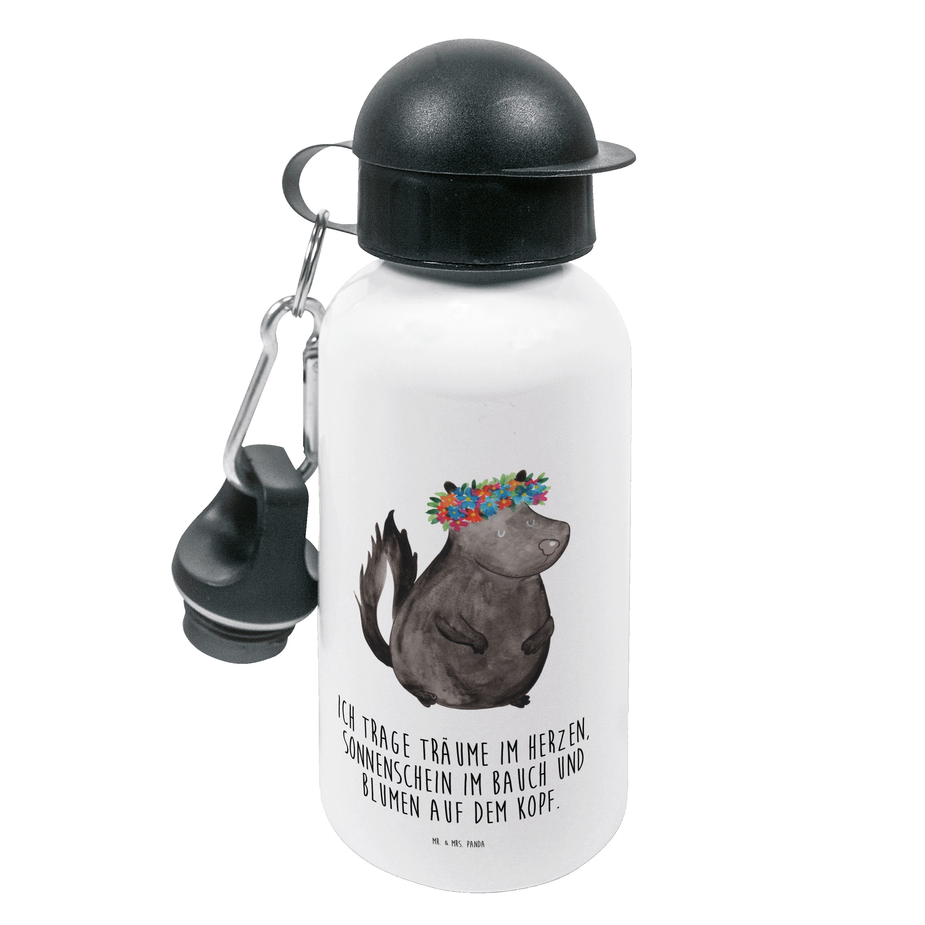 Mr. & Mrs. Panda Trinkflasche Stinktier Blumenmaedchen - Weiß - Geschenk, Kids, Lebe, Stinki, Raubt