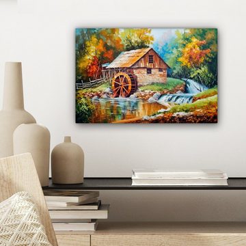 OneMillionCanvasses® Leinwandbild Landschaft - Malerei - Zuhause - Kunst - Herbst, (1 St), Wandbild Leinwandbilder, Aufhängefertig, Wanddeko, 30x20 cm
