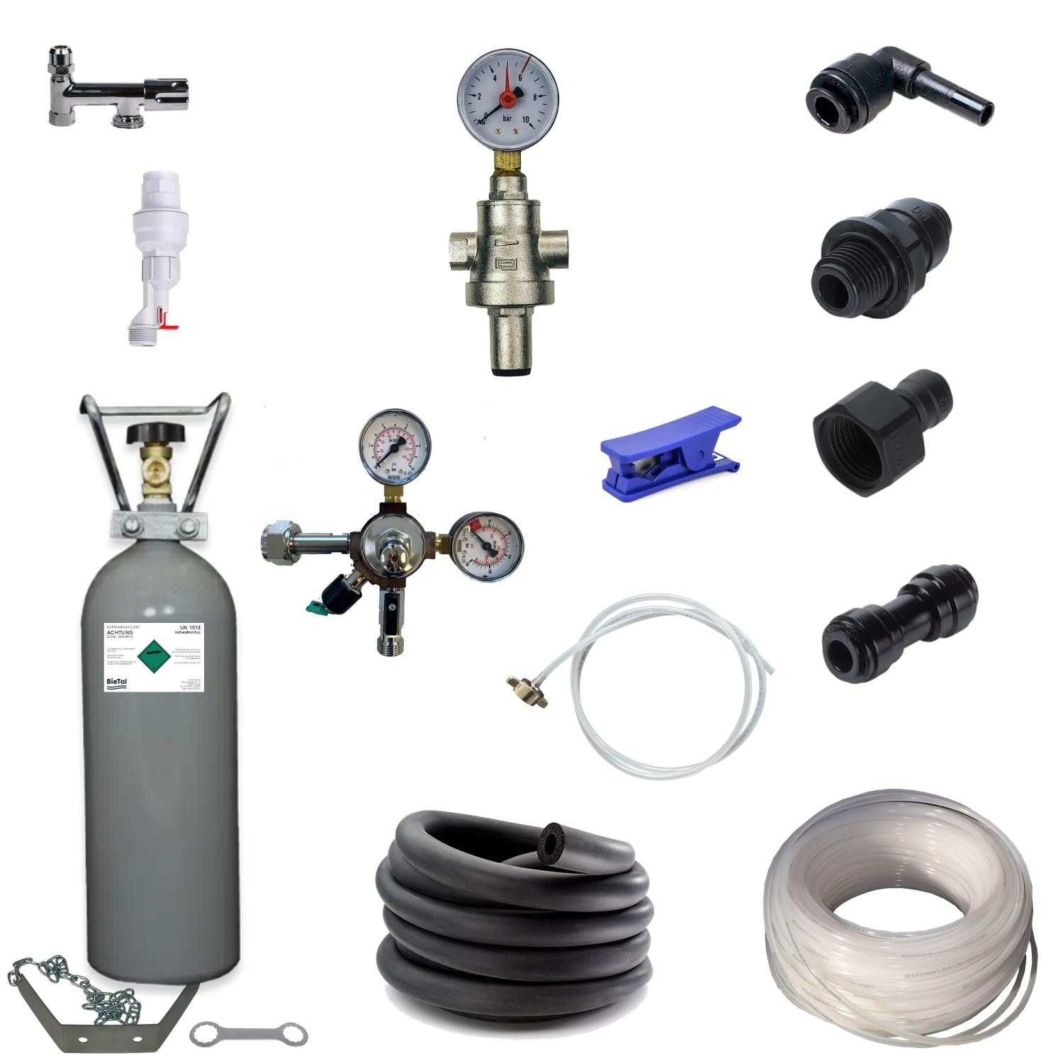 BieTal Wassersprudler Anschlußpaket Sprudel Tafelwassergerät Wassersprudler Kunstoffschlauch, (76-tlg)