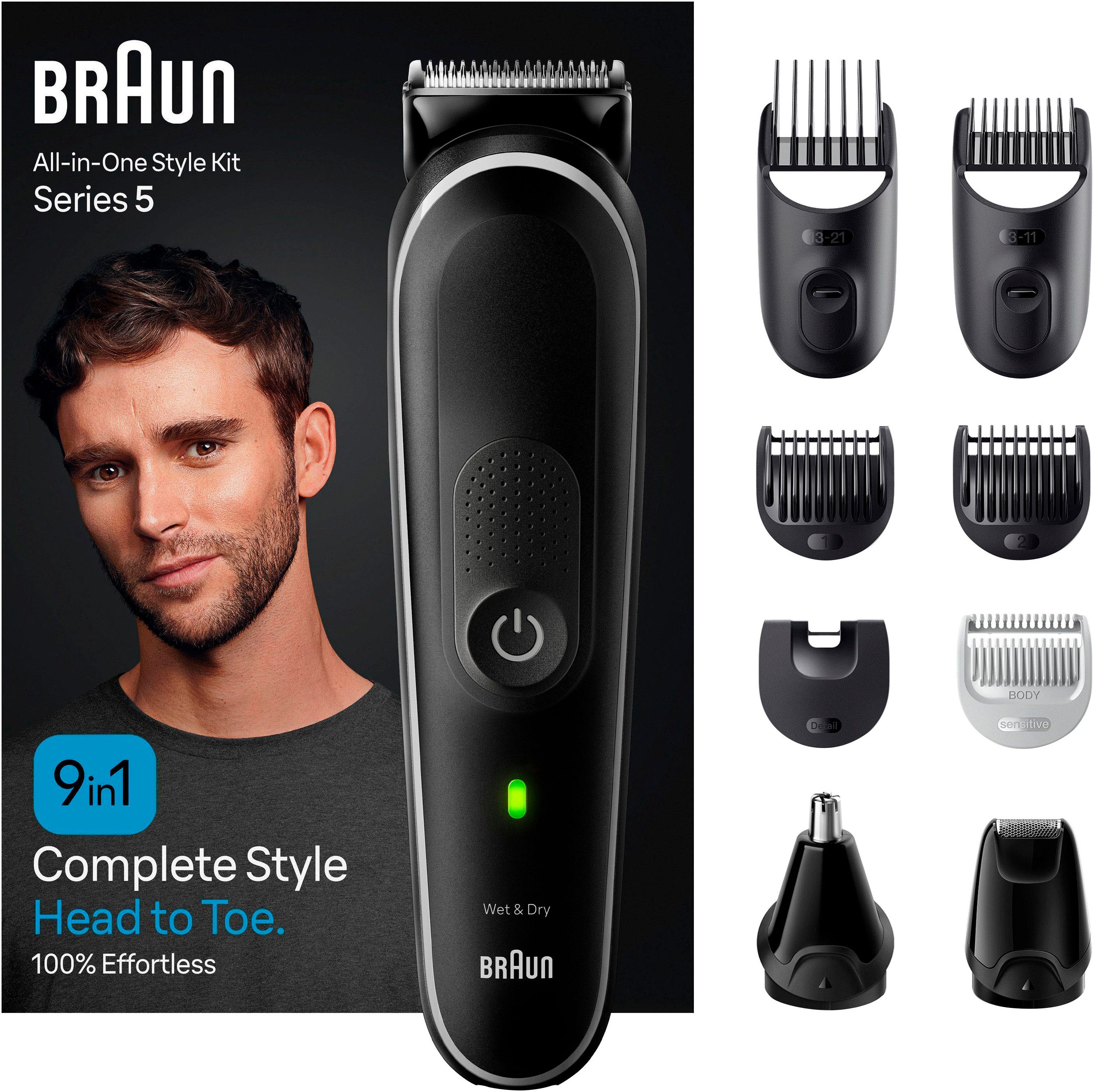 Braun Haarschneider All-In-One Styling Set MGK5410, Set für Bart, Wasserdicht, 100 Min. kabellose Laufzeit