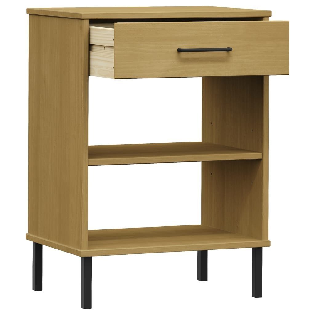 Braun Braun OSLO Konsolenschrank Massivholz | Kiefer Metallbeinen mit Braun vidaXL (1-St) Beistelltisch