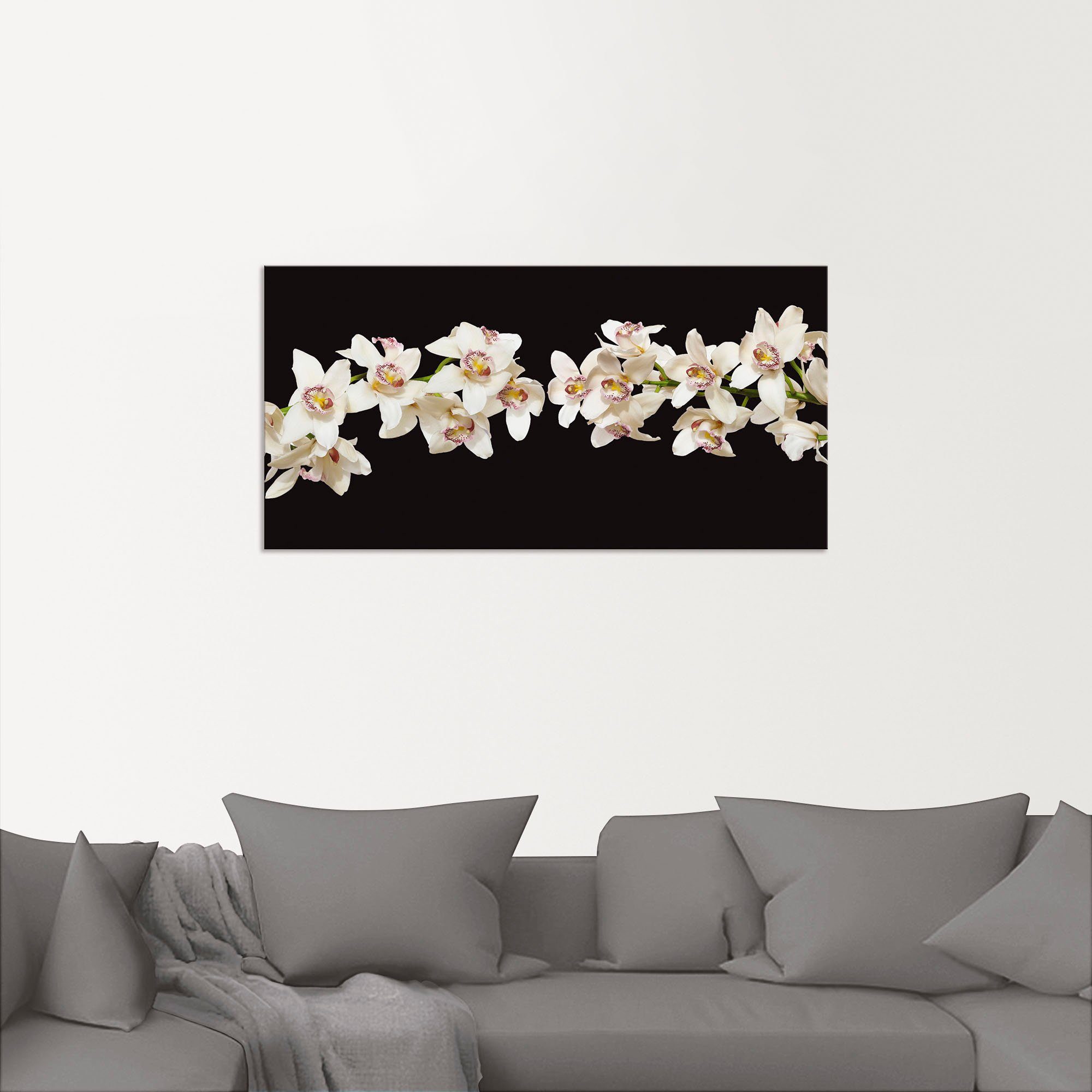 Leinwandbild, Orchideen, St), oder Größen Wandaufkleber Poster Blumen (1 Wandbild Weiße als versch. in Artland Alubild,