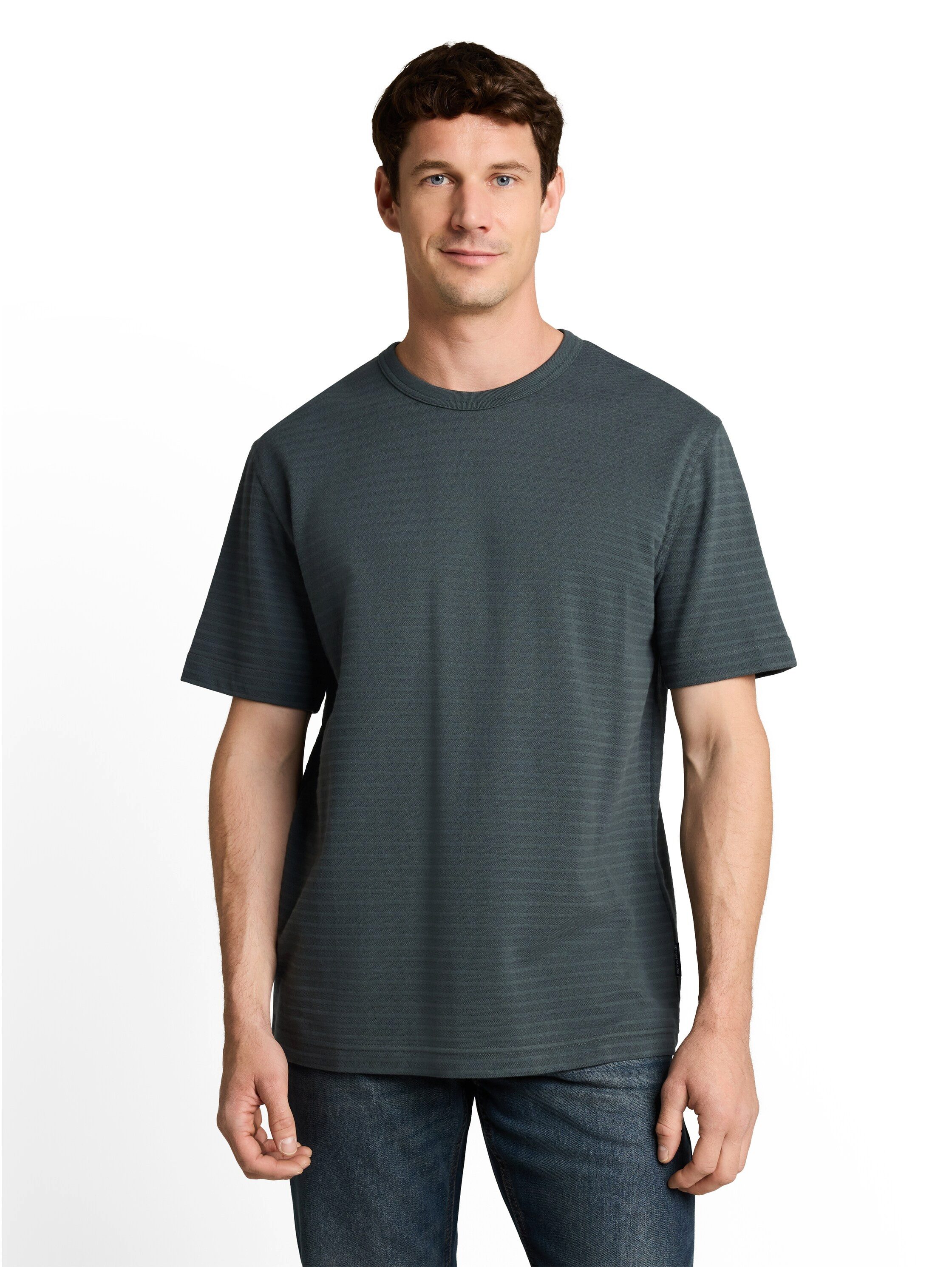 TOM TAILOR Kurzarmshirt Sommershirt mit feiner Streifen-Struktur