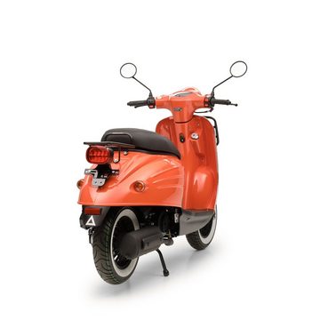 Burnout Motorroller Luna Feuerrot, 50 ccm, 45 km/h, Euro 5, Unverwechselbares Retro Design, Moped, Neues Modell 2024