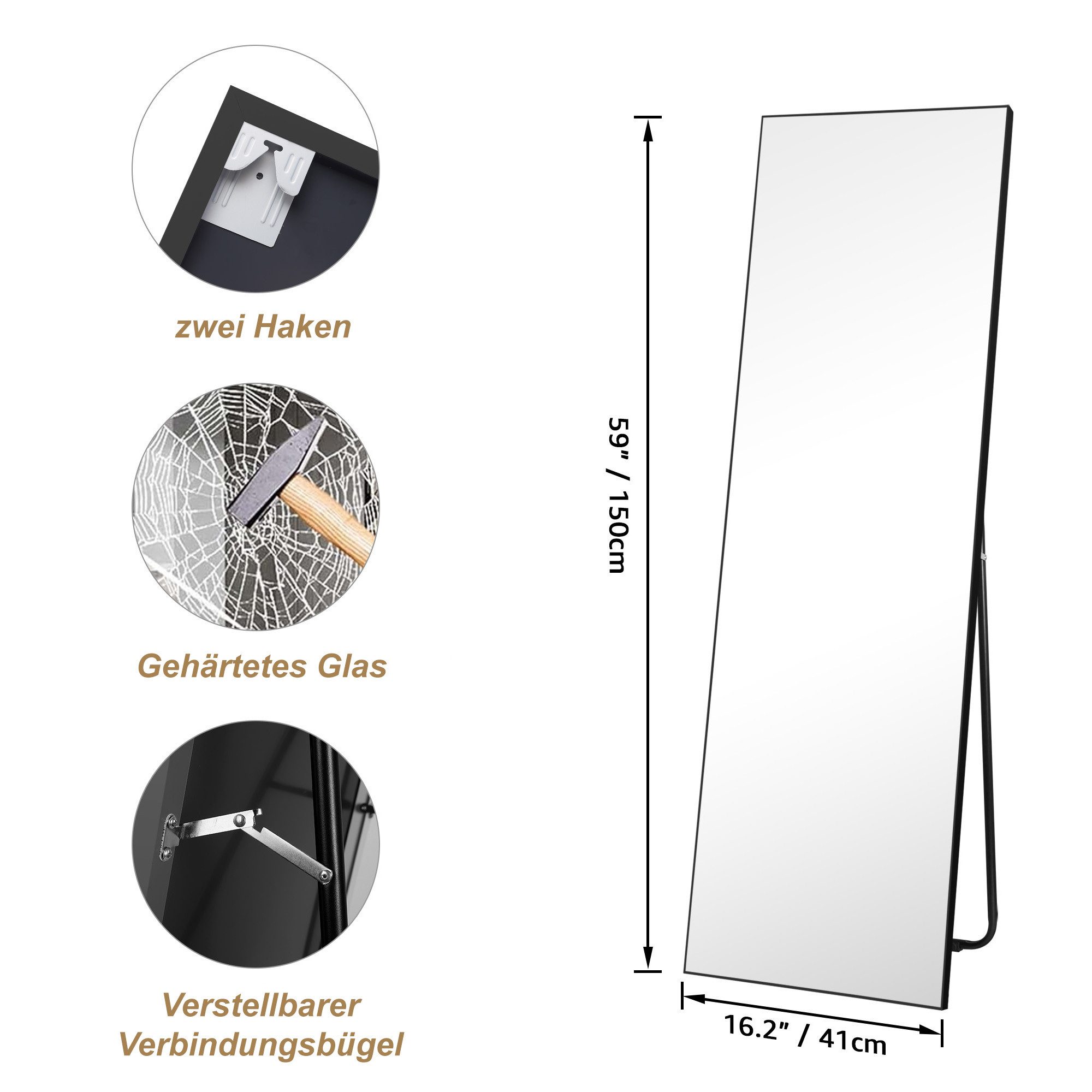 HORLIMER Ganzkörperspiegel Flexibler Standspiegel Wandspiegel, Klare günstig online kaufen