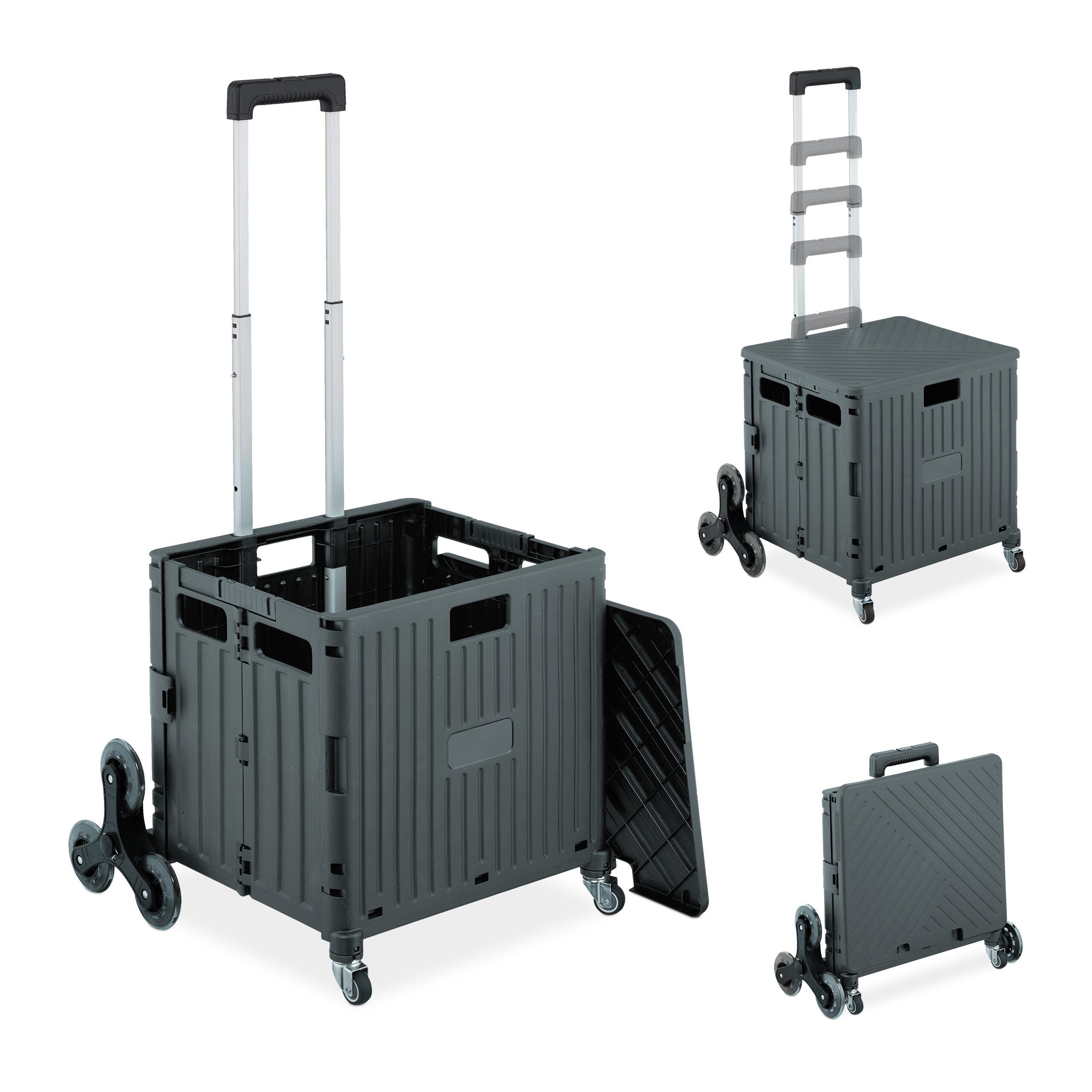 relaxdays Einkaufstrolley klappbar + Deckel 8 günstig online kaufen