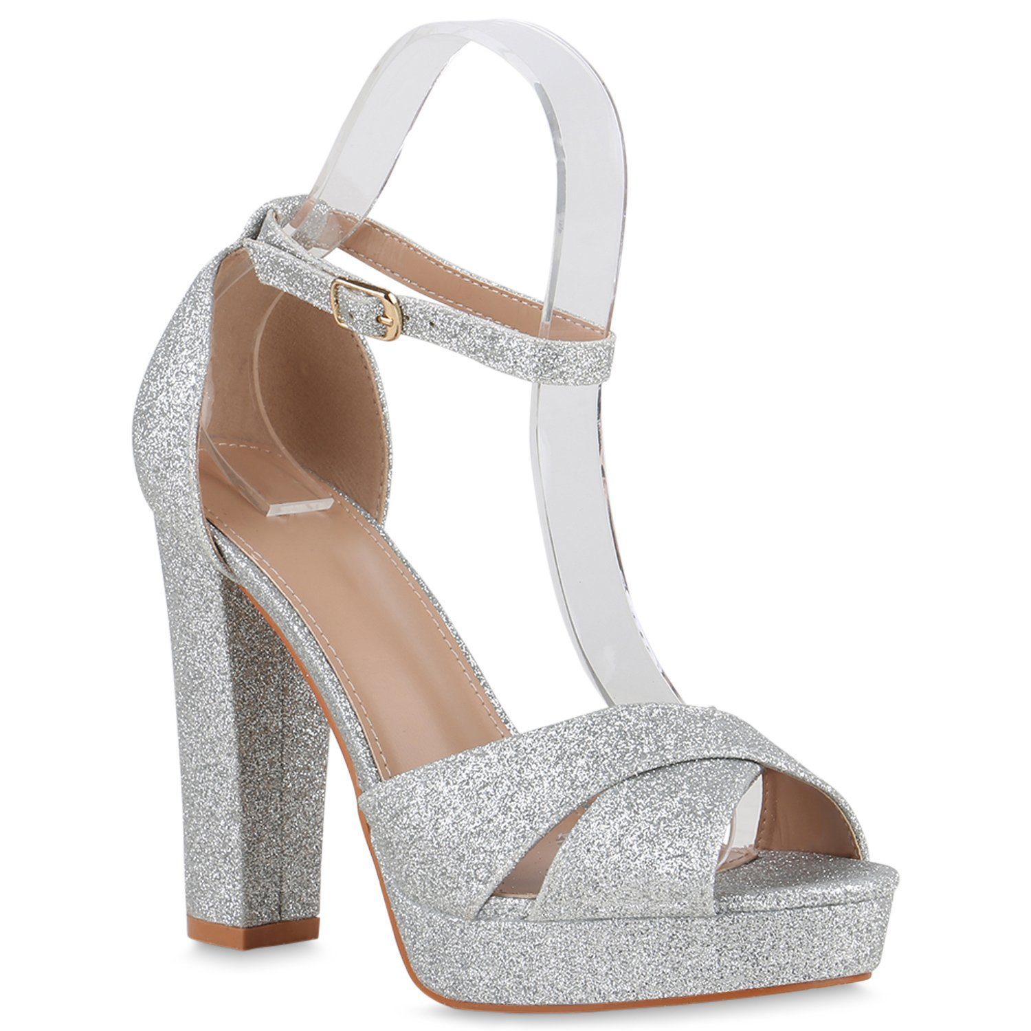 Schuhe Bequeme 840097 HILL VAN High-Heel-Sandalette Silber
