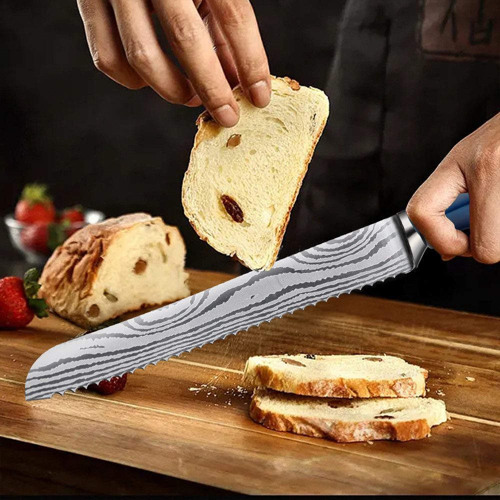 KingLux Brotmesser Brotmesser mit Wellenschliff Brotschneidemesser Sägemesser
