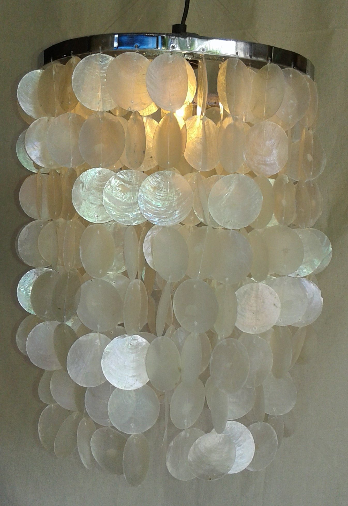 Guru-Shop Deckenleuchten Deckenlampe, Muschelleuchte aus hunderten.., Leuchtmittel nicht inklusive Modell Samoa chrome