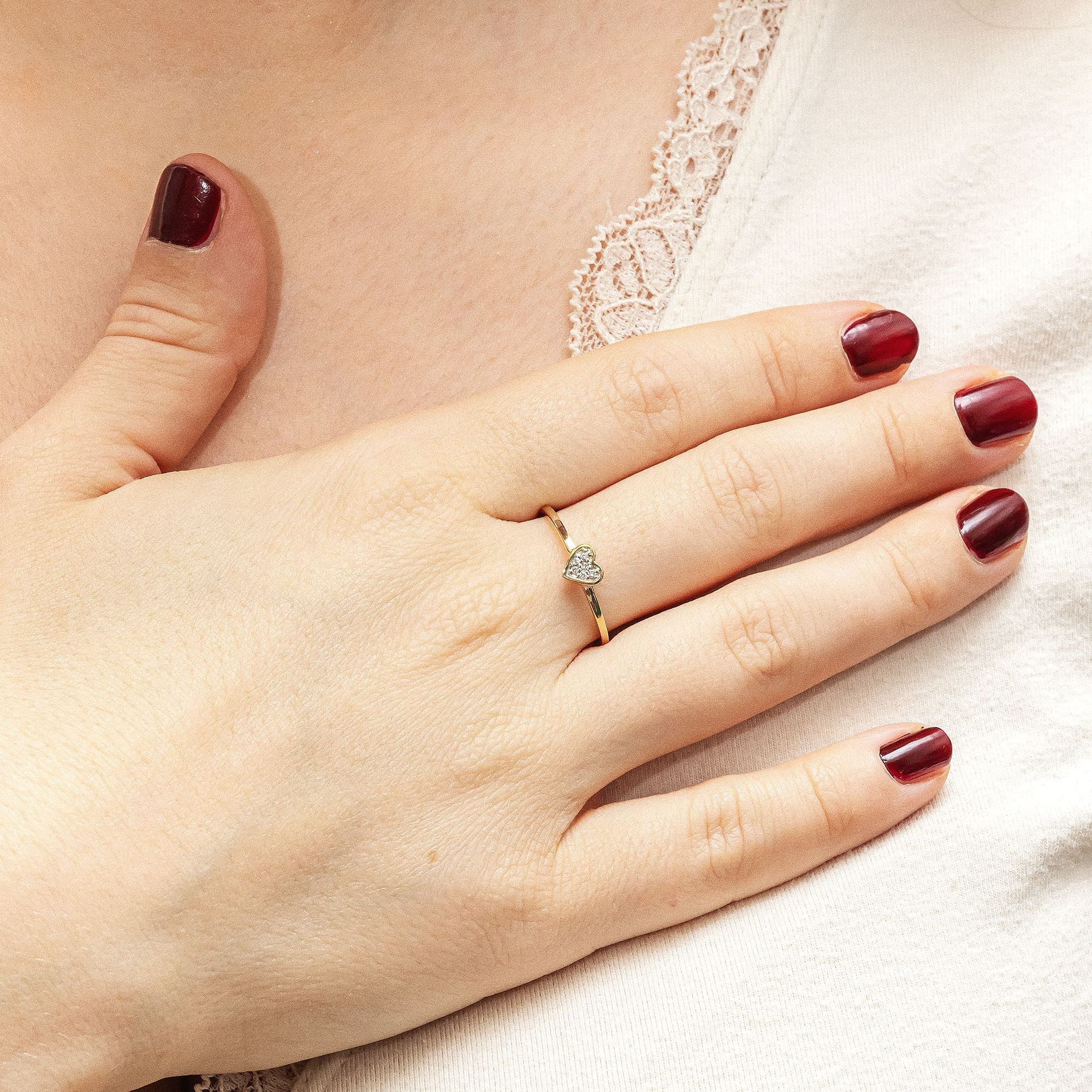 Diamonds by Ellen K. Fingerring Gold 585 zweifarbig Herz-Motiv mit Brillanten 0,025ct.