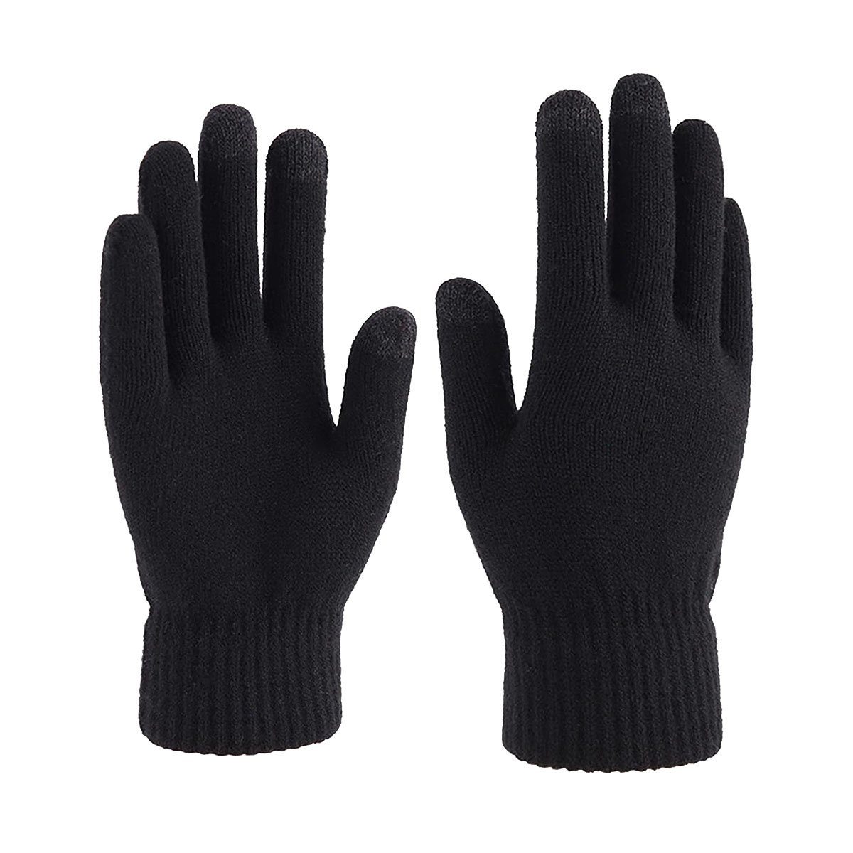 GelldG Strickhandschuhe Handschuhe Herren Damen Winter Touchscreen, Thermo Strickhandschuhe Schwarz(stil1)