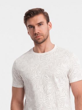 OMBRE Print-Shirt T-Shirt für Männer mit Palmblattmotiv- graphit V4