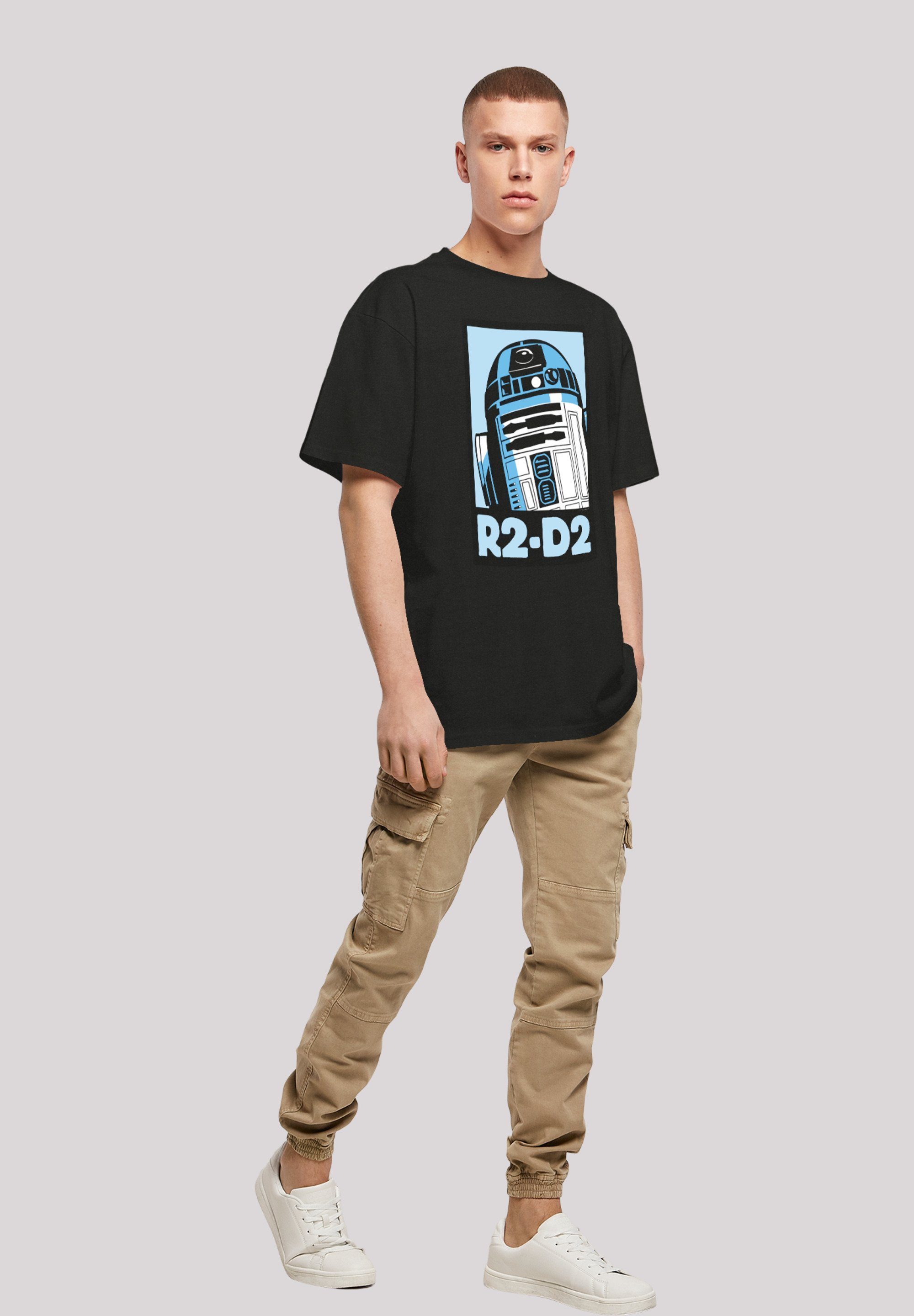 F4NT4STIC Kurzarmshirt Herren Star Wars Tee (1-tlg) Oversize Poster with Heavy black R2-D2