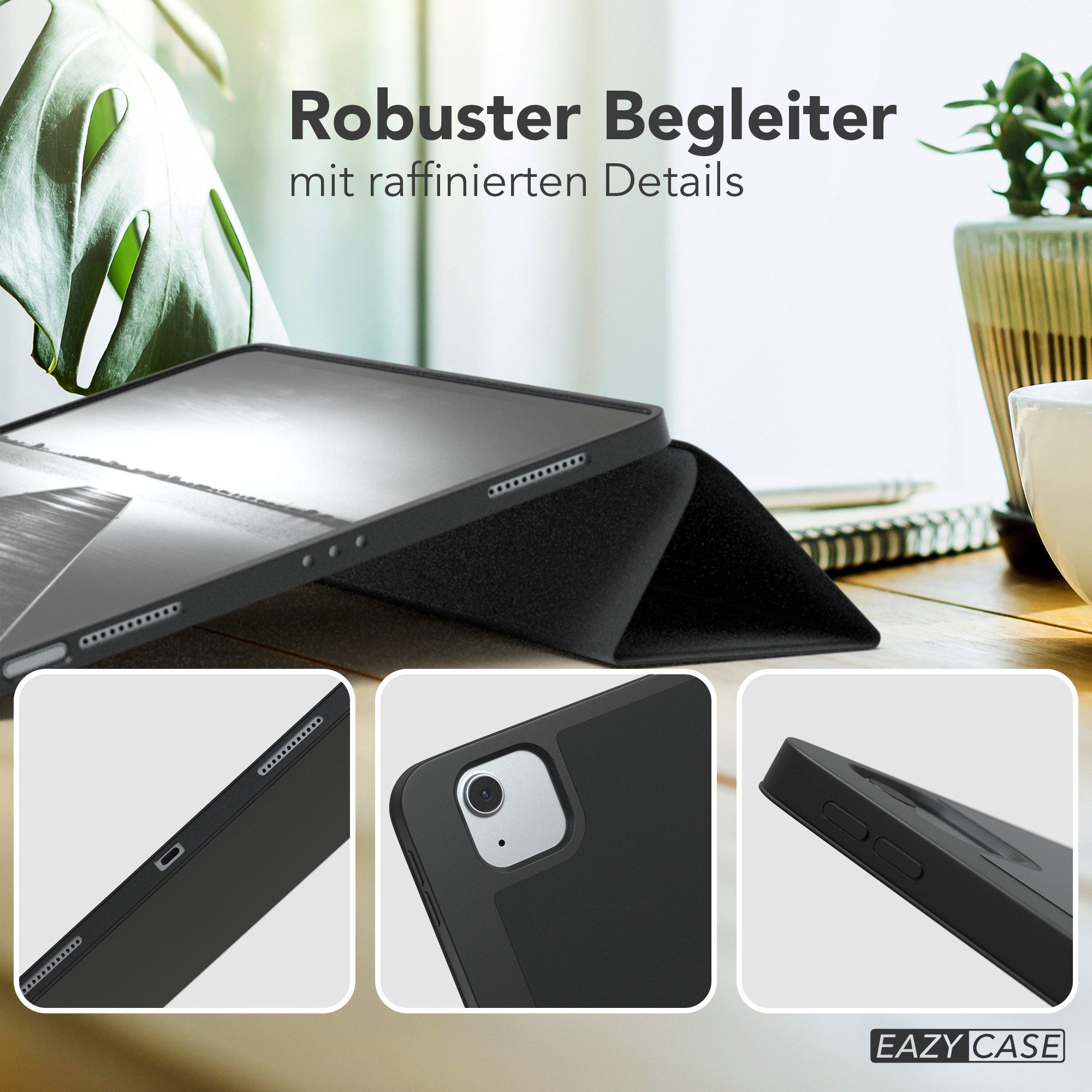 EAZY CASE Tablet-Hülle Penholder Smartcase für Apple iPad Air 13 (2024) 13 Zoll, Hülle Schutzhülle mit Sleep Wake Up Funktion Etui zum Klappen Schwarz – Bild 4 von 5