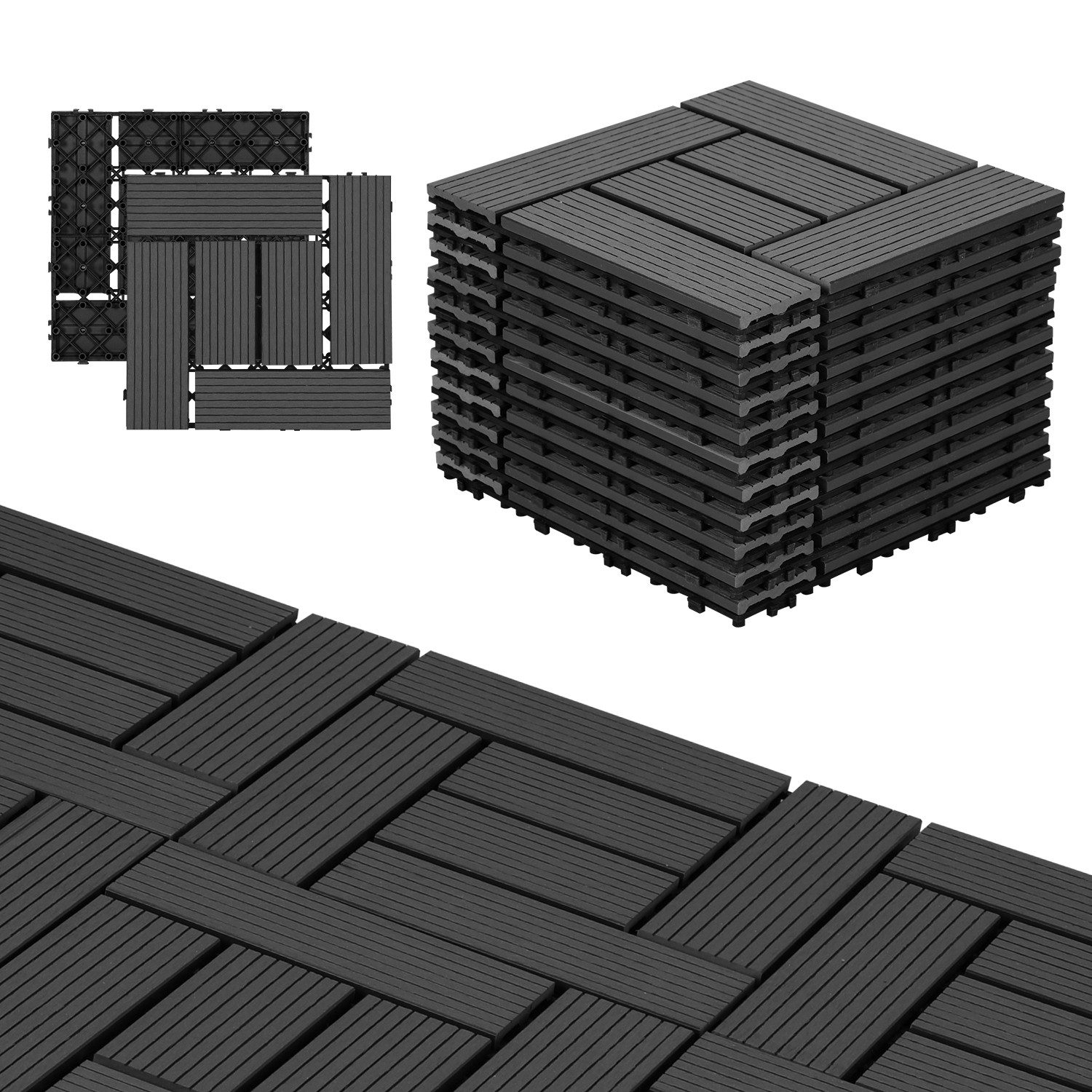 Clanmacy Holzfliesen Terrassenplatte Balkonfliesen mit Drainage günstig online kaufen